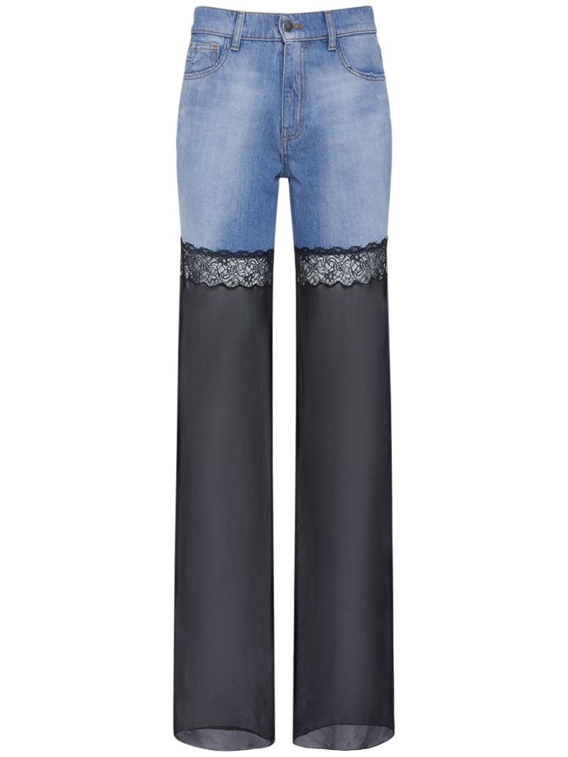 Denim & tulle straight jeans - 1