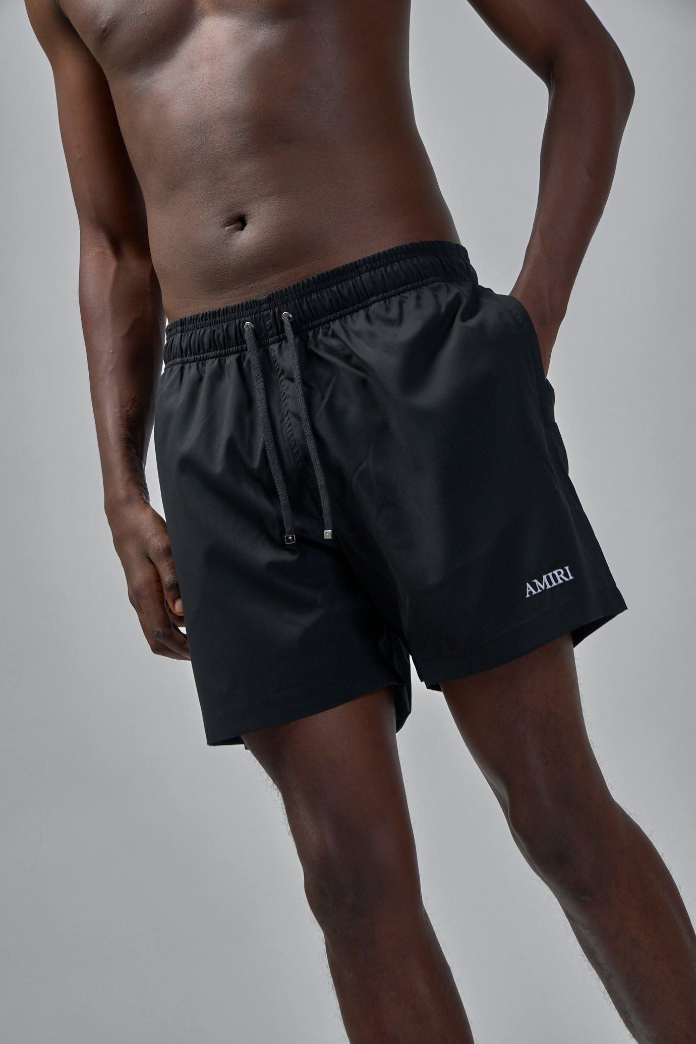 Drawstring Elastic Waistband Swim Trunks - 5