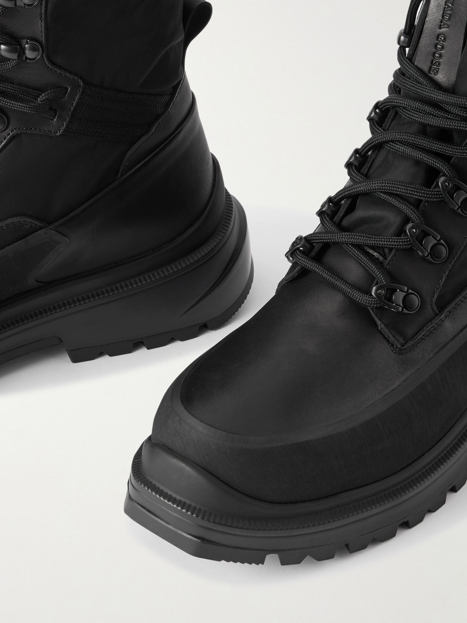 Keystone Rubber-Trimmed Leather and Twill Boots Black - 5