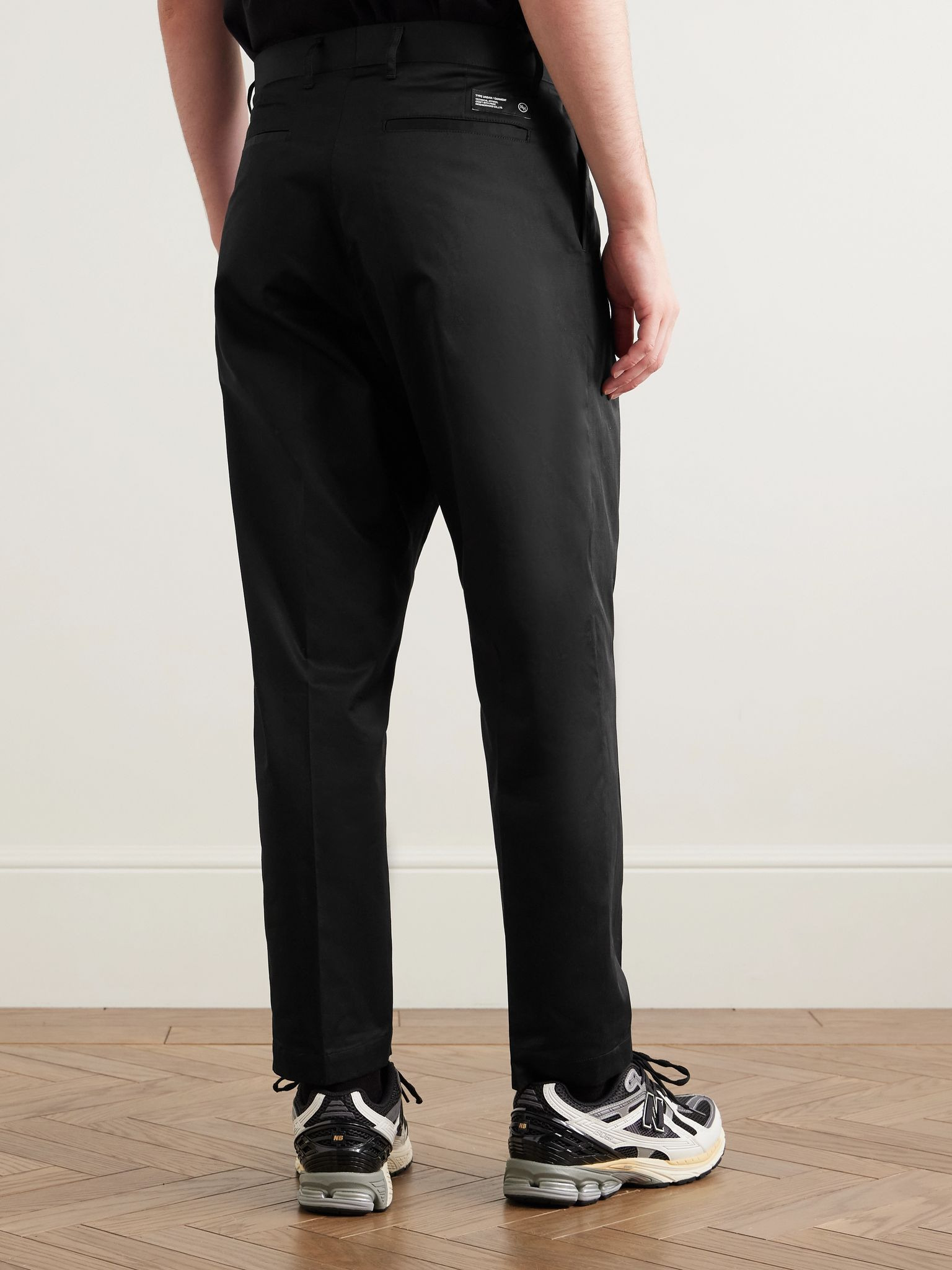 Tapered Pleated Cotton and Linen-Blend Twill Trousers Black - 4