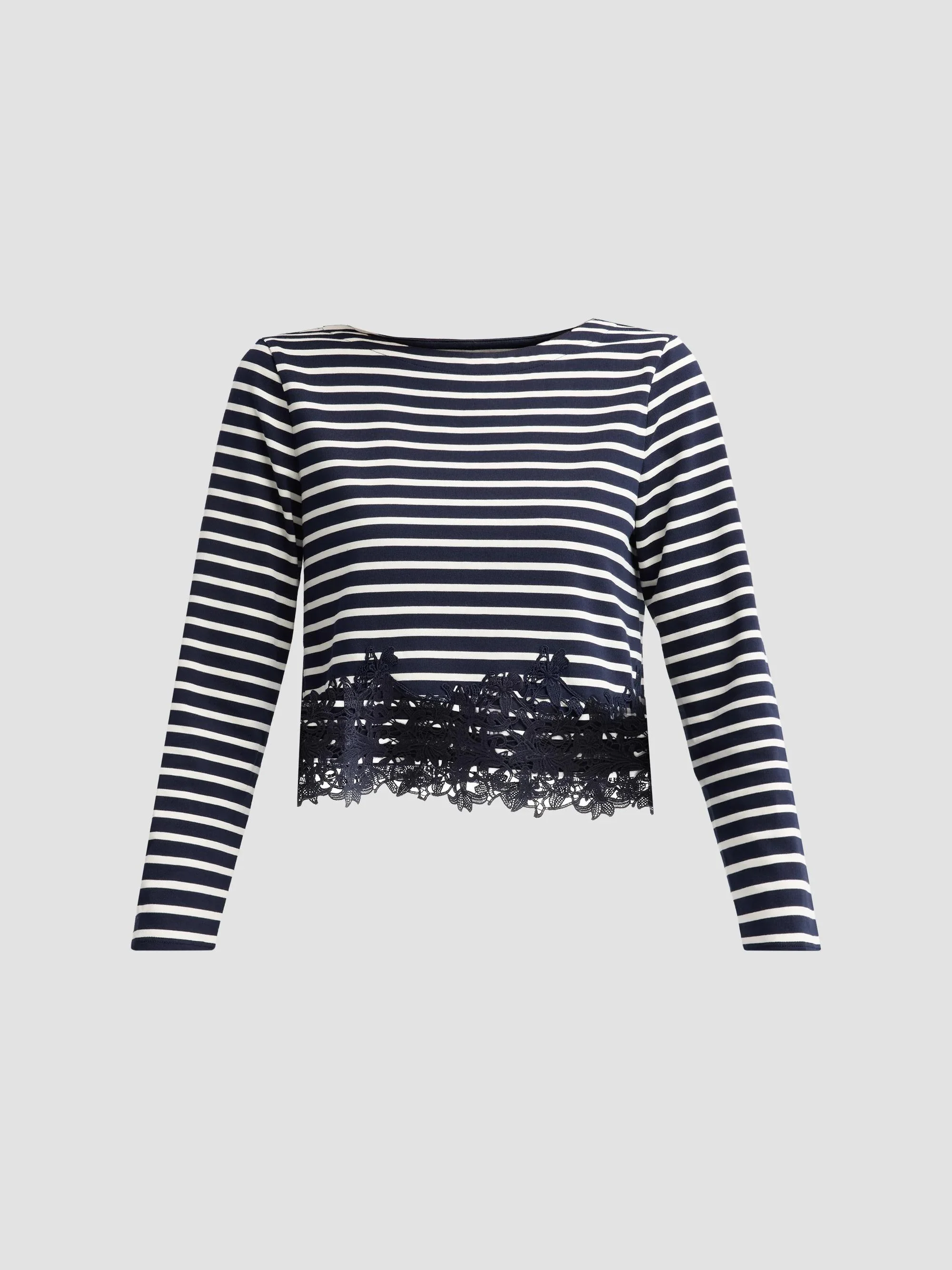 Women's Hovey Lace-Trimmed Striped Top - Navy Dove - 1