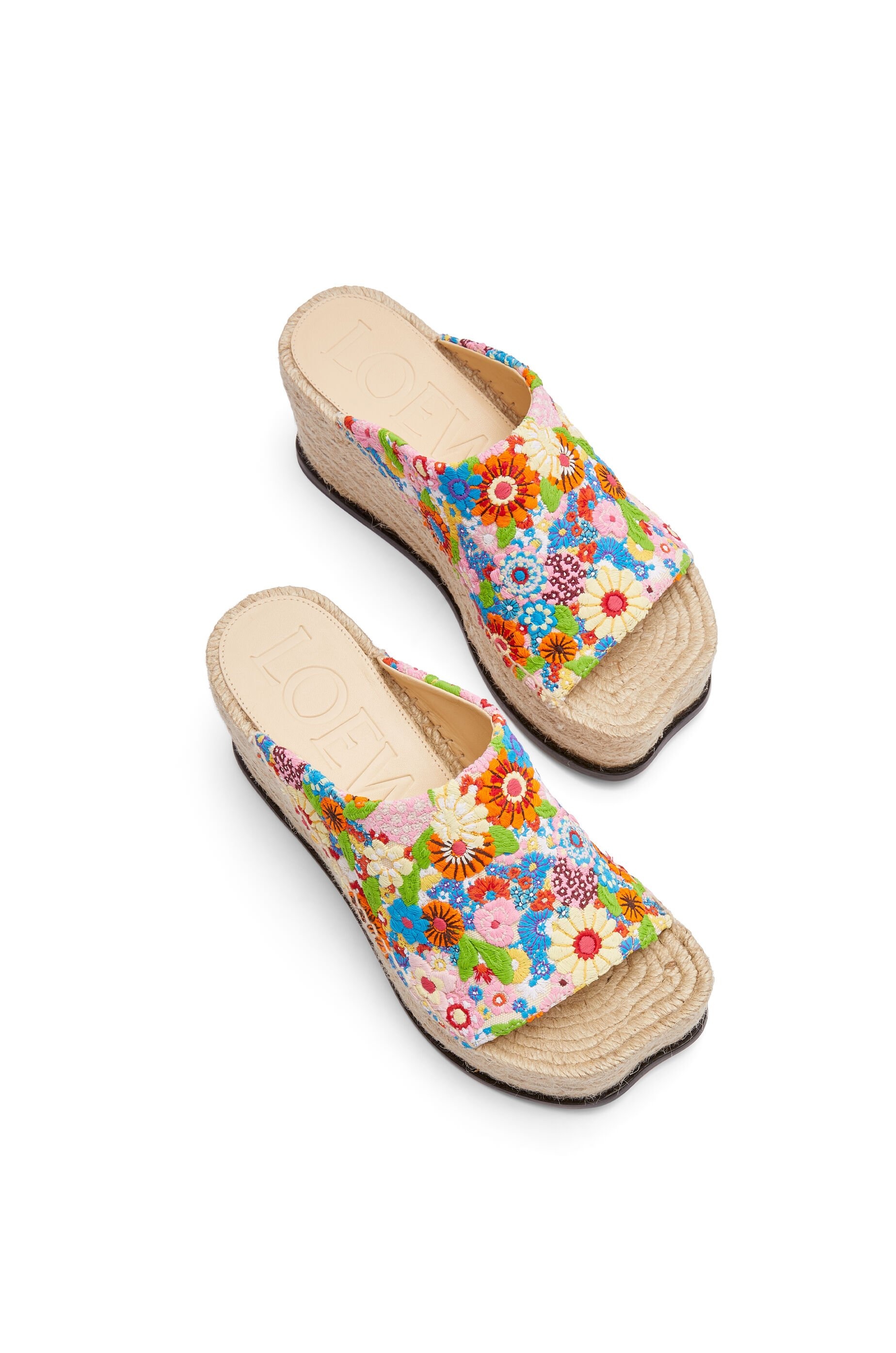 Petal espadrille slide in embroidered canvas - 4