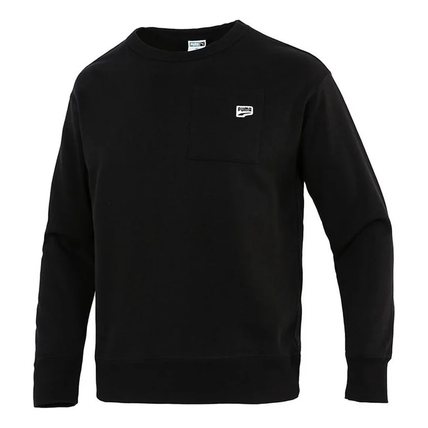PUMA Pocket Small Label Sports Knit Round Neck Pullover Black 533036-01 - 1