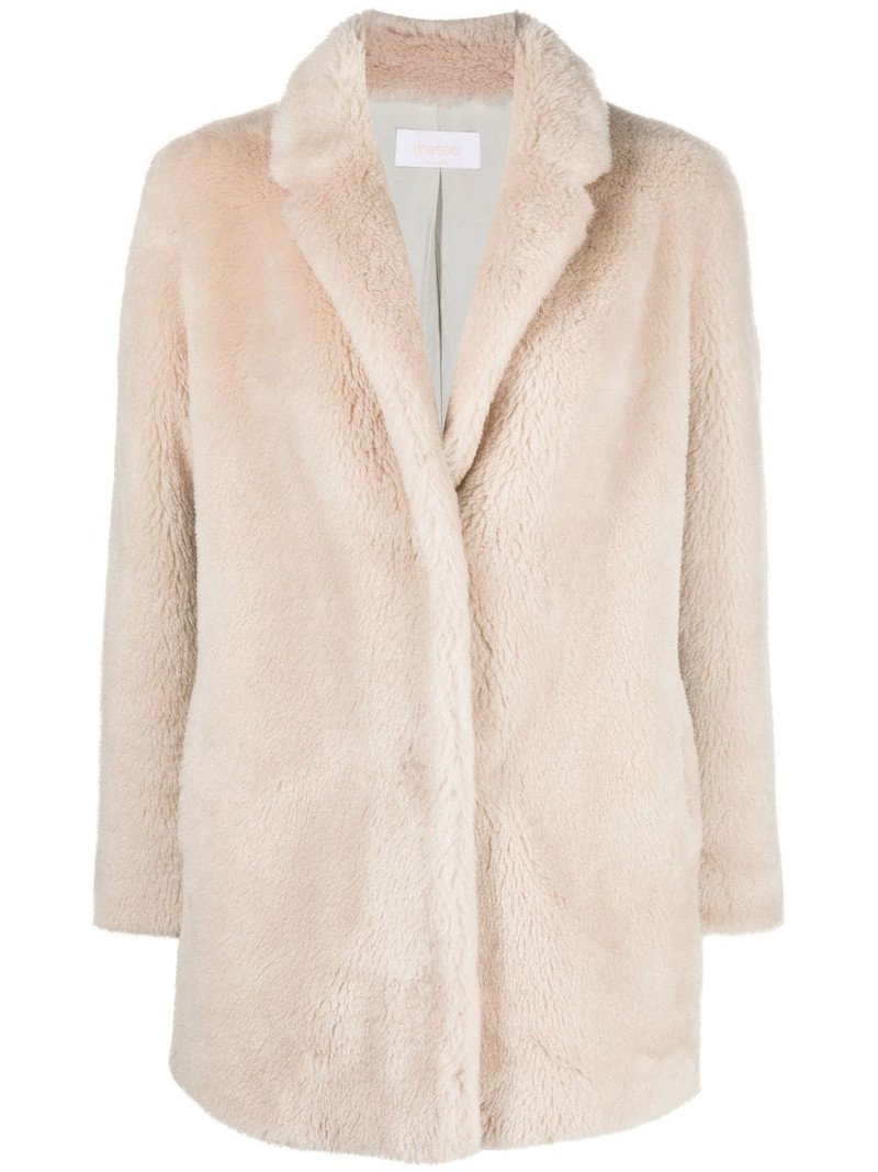shearling-trim single-breasted coat 1