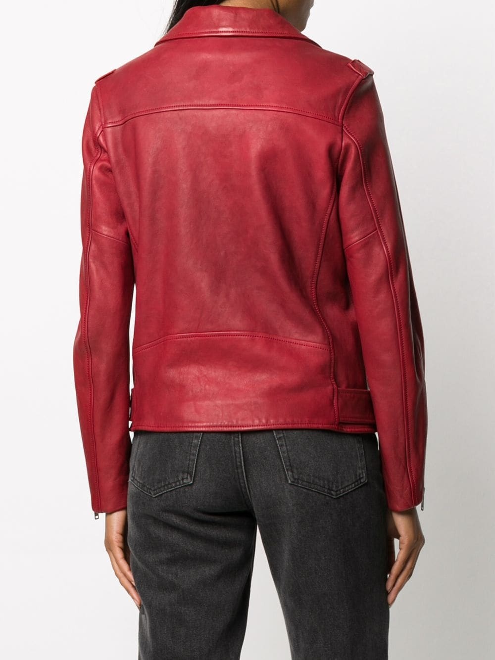 red classic biker jacket - 4