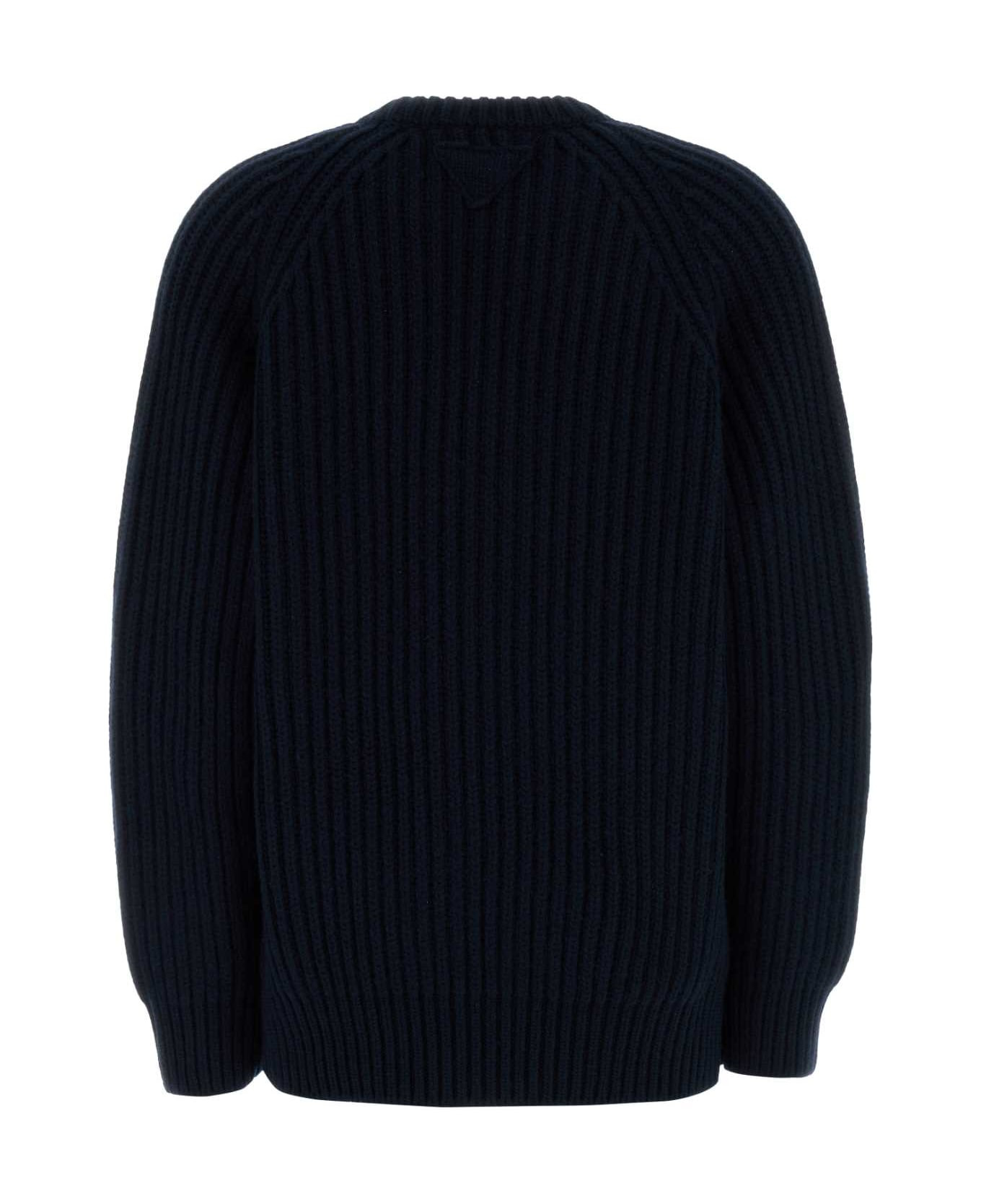 Dark Blue Wool Blend Sweater - 2