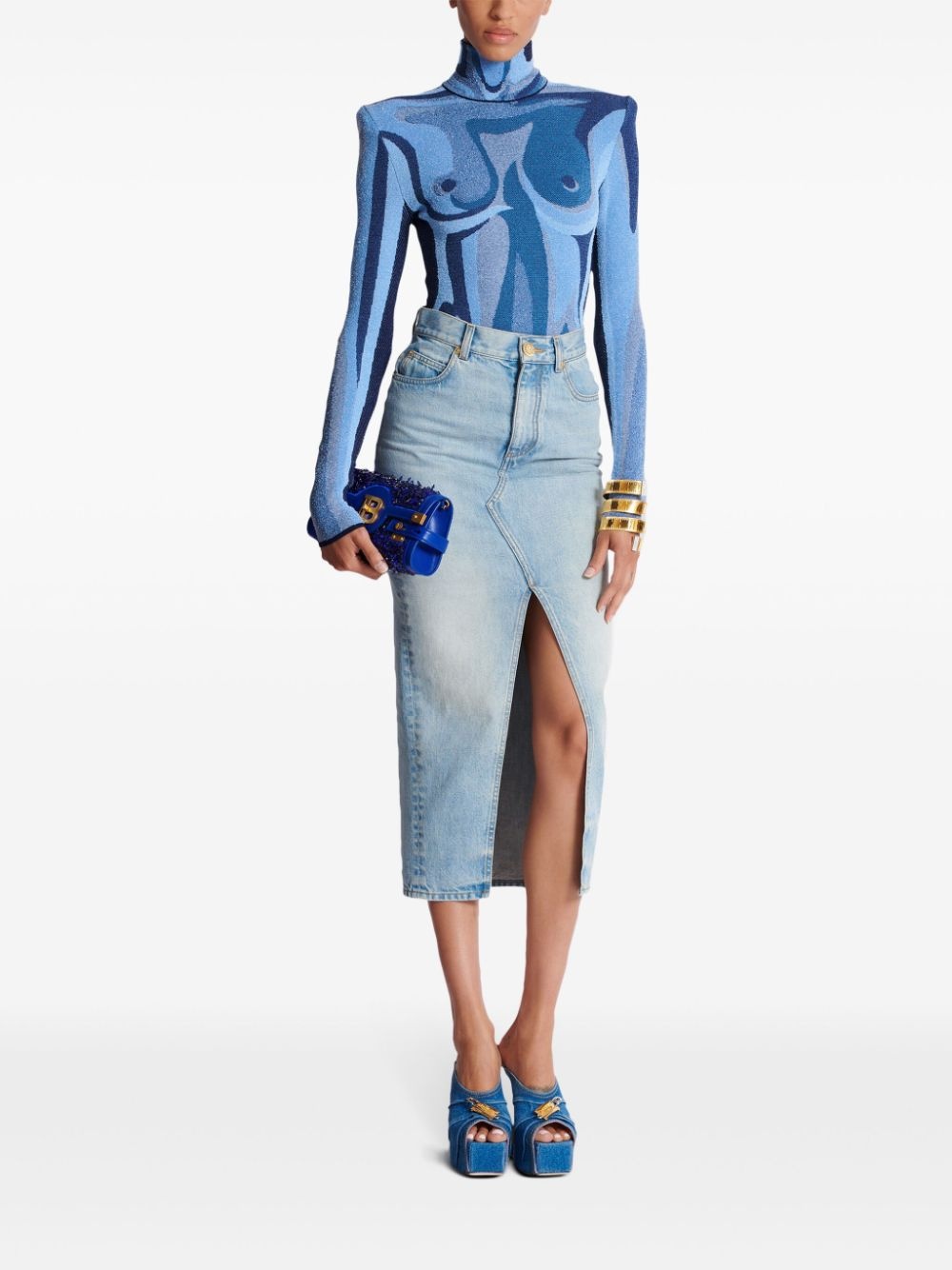 denim midi skirt - 2