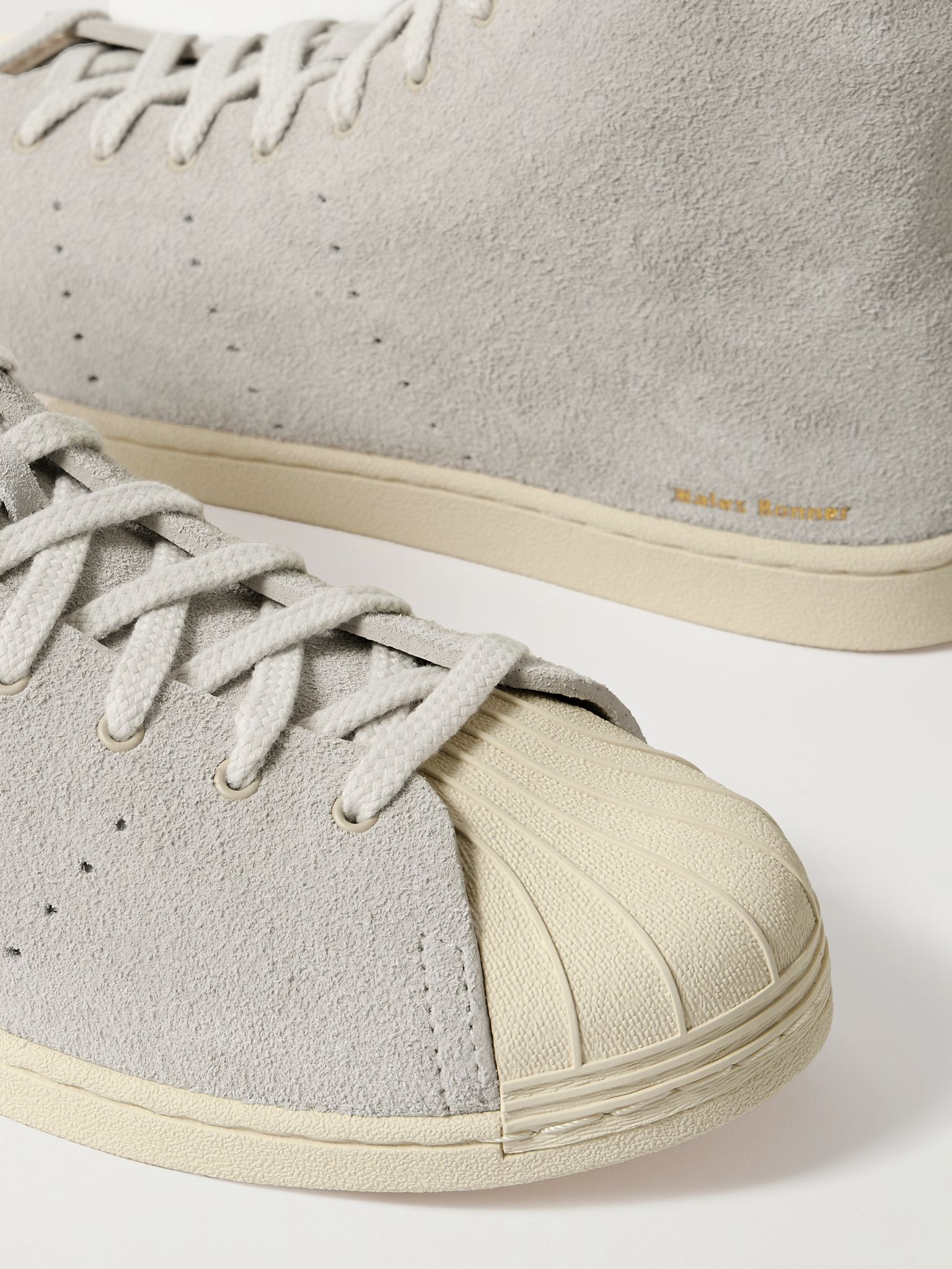 + Wales Bonner Superstar Hi Perforated Suede High-Top Sneakers Light gray - 5