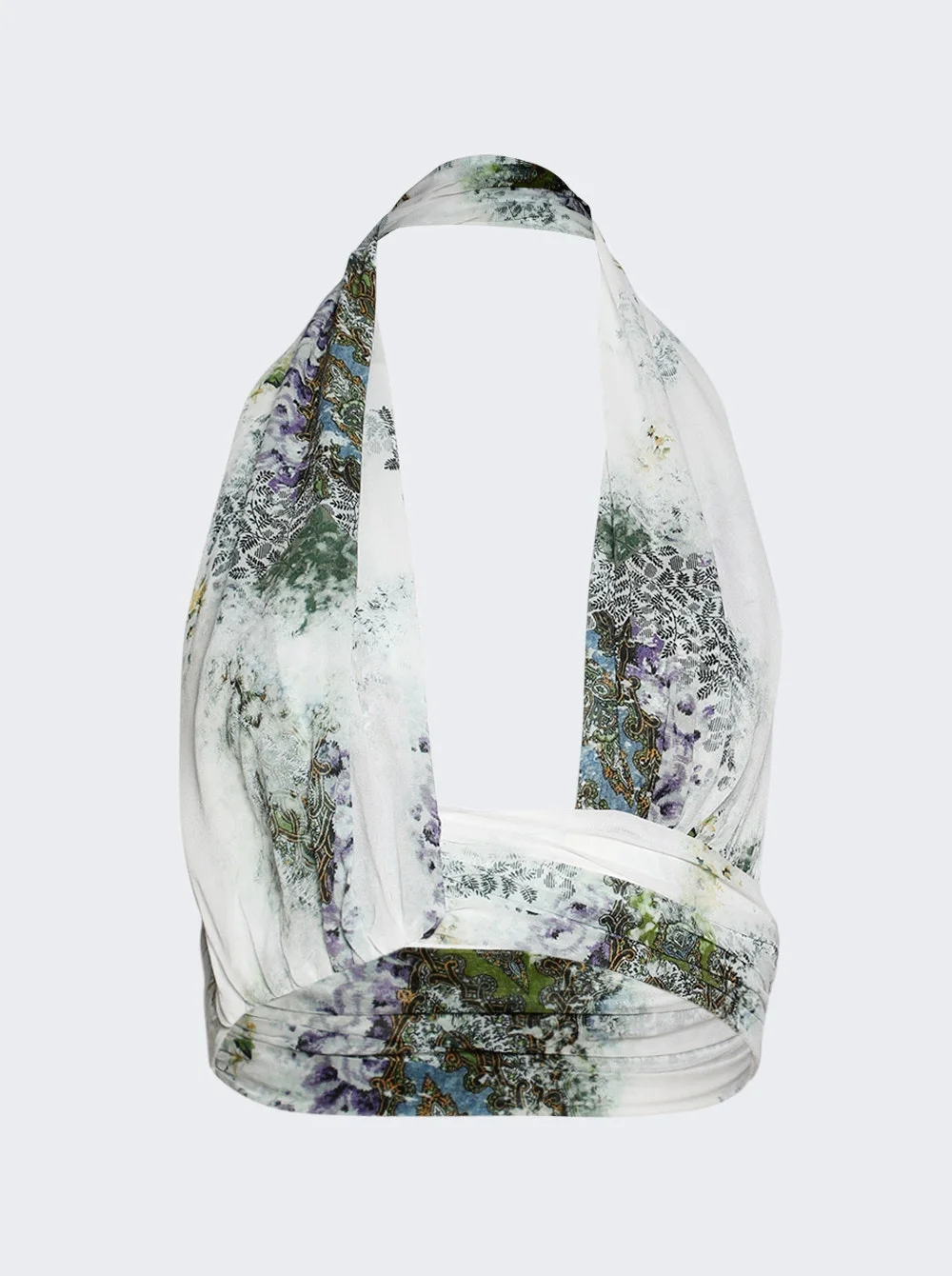 Wrap Crop Top Absence Print - 1