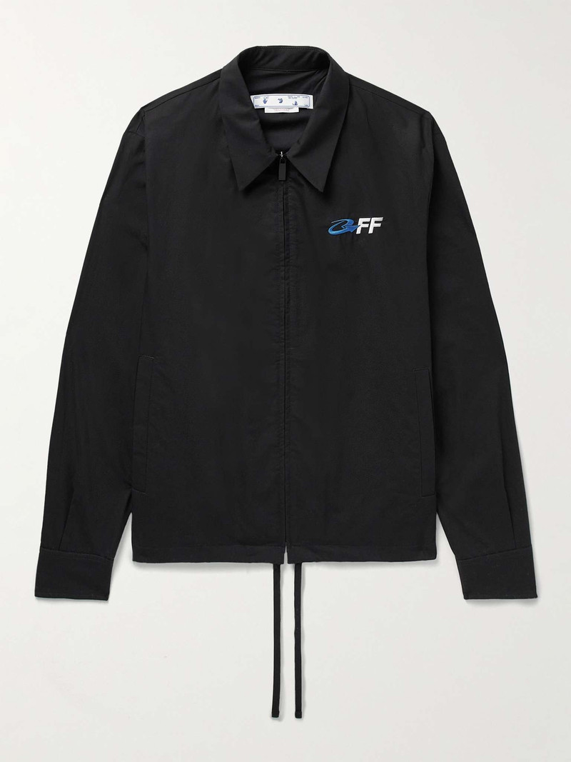 Logo-Embroidered Printed Cotton-Sateen Shirt Jacket 1