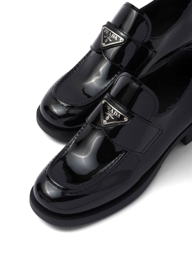 triangle-logo patent-leather loafers - 5
