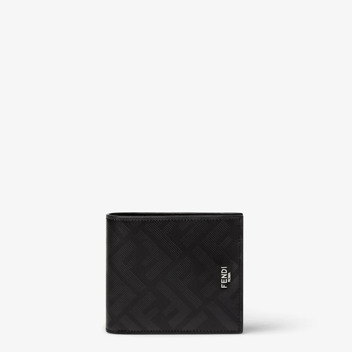 Wallet with eight interior card slots and two compartments for banknotes. Made of black leather with - 1