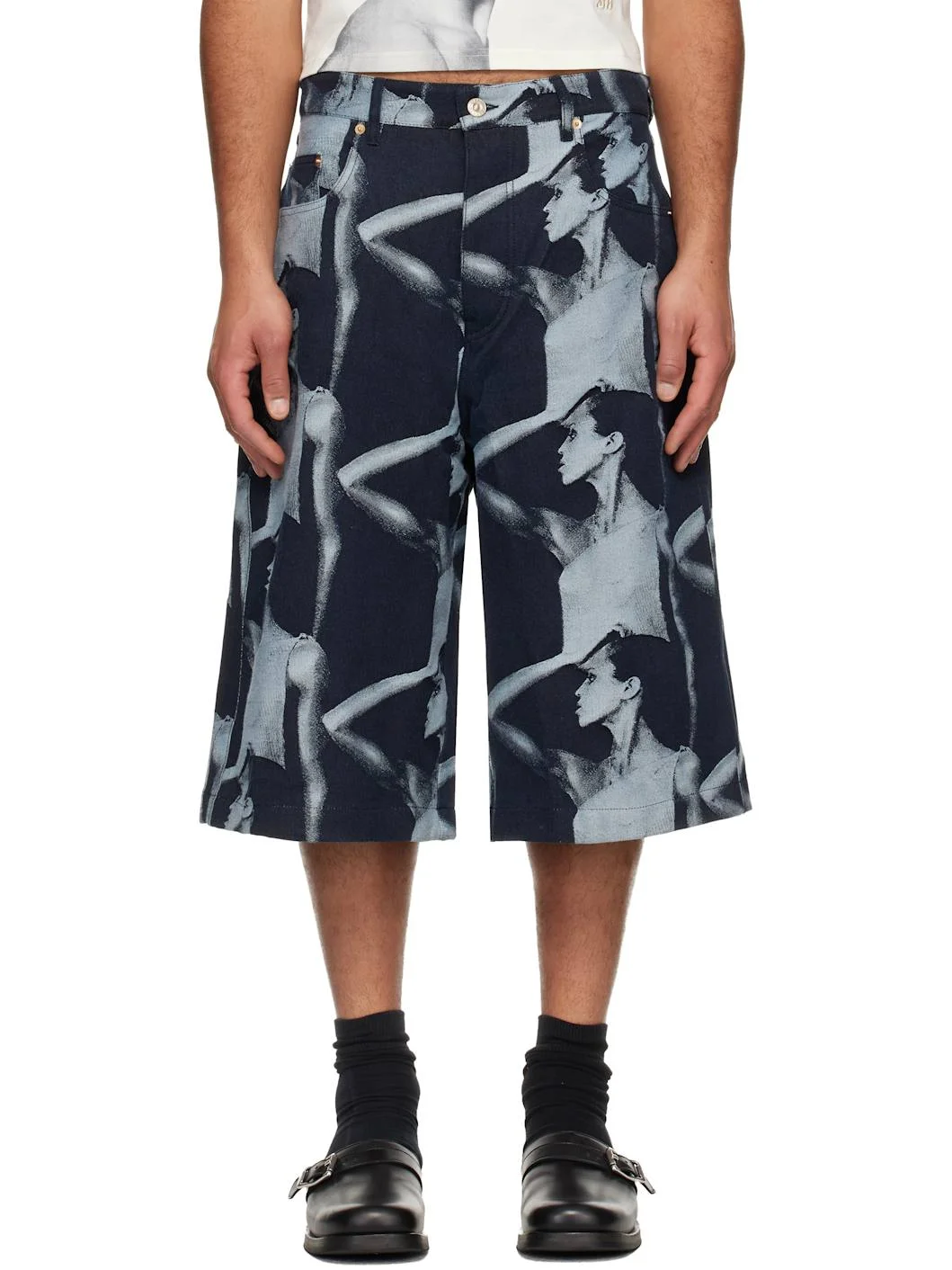 Navy Theaster Gates Edition 'The Jet Zip' Denim Shorts - 1