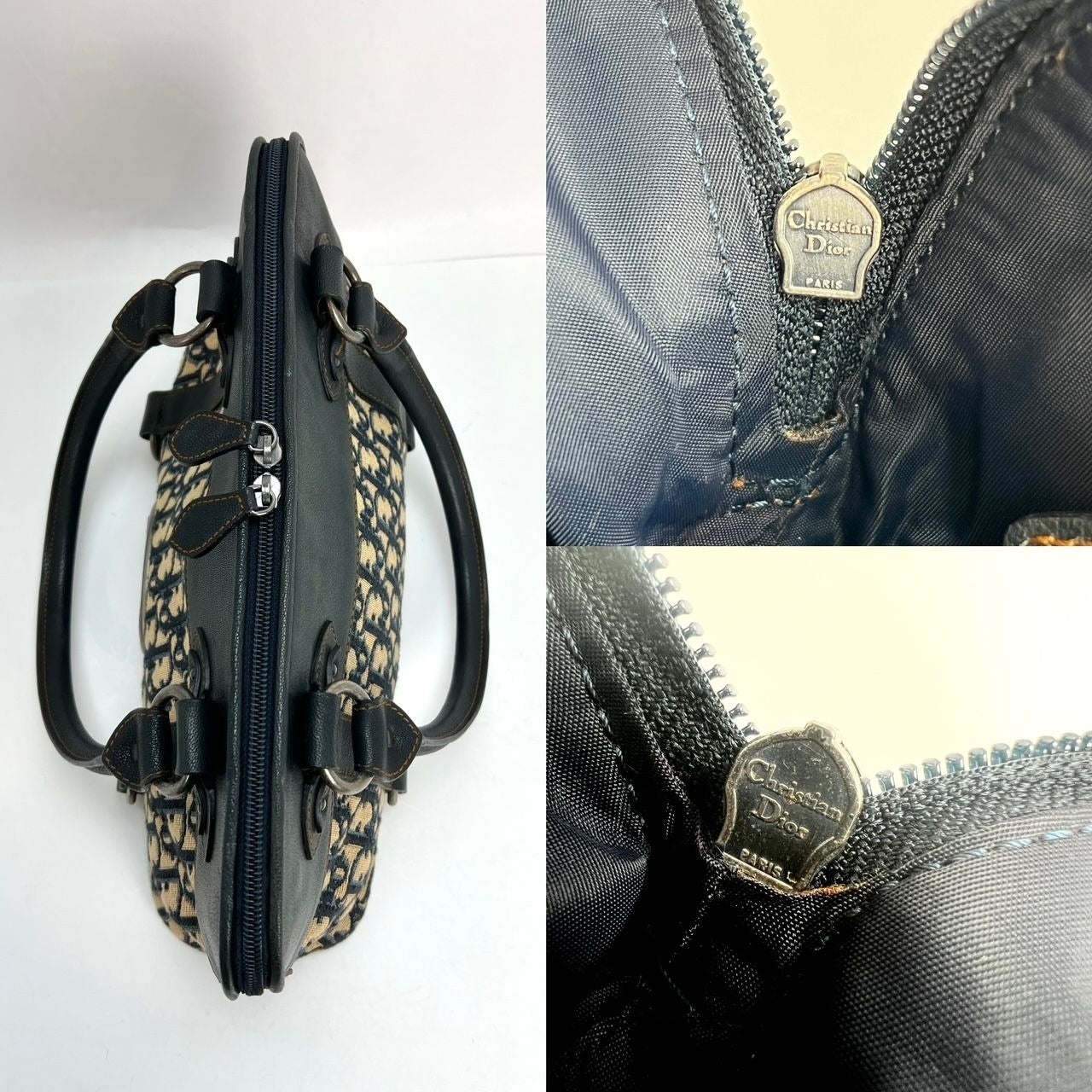 CHRISTIAN DIOR Monogram Trotter CD Blue Canvas Hand Bag - 7
