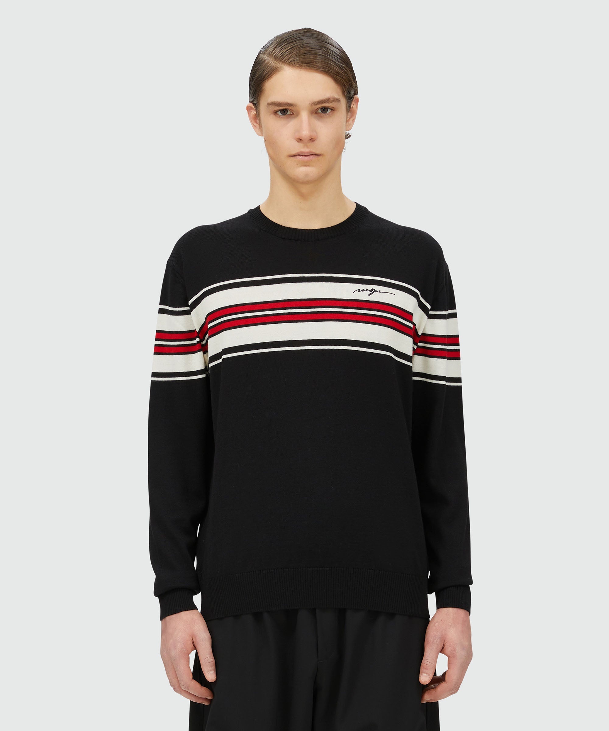 Blended wool sweater with jacquard stripes - 2