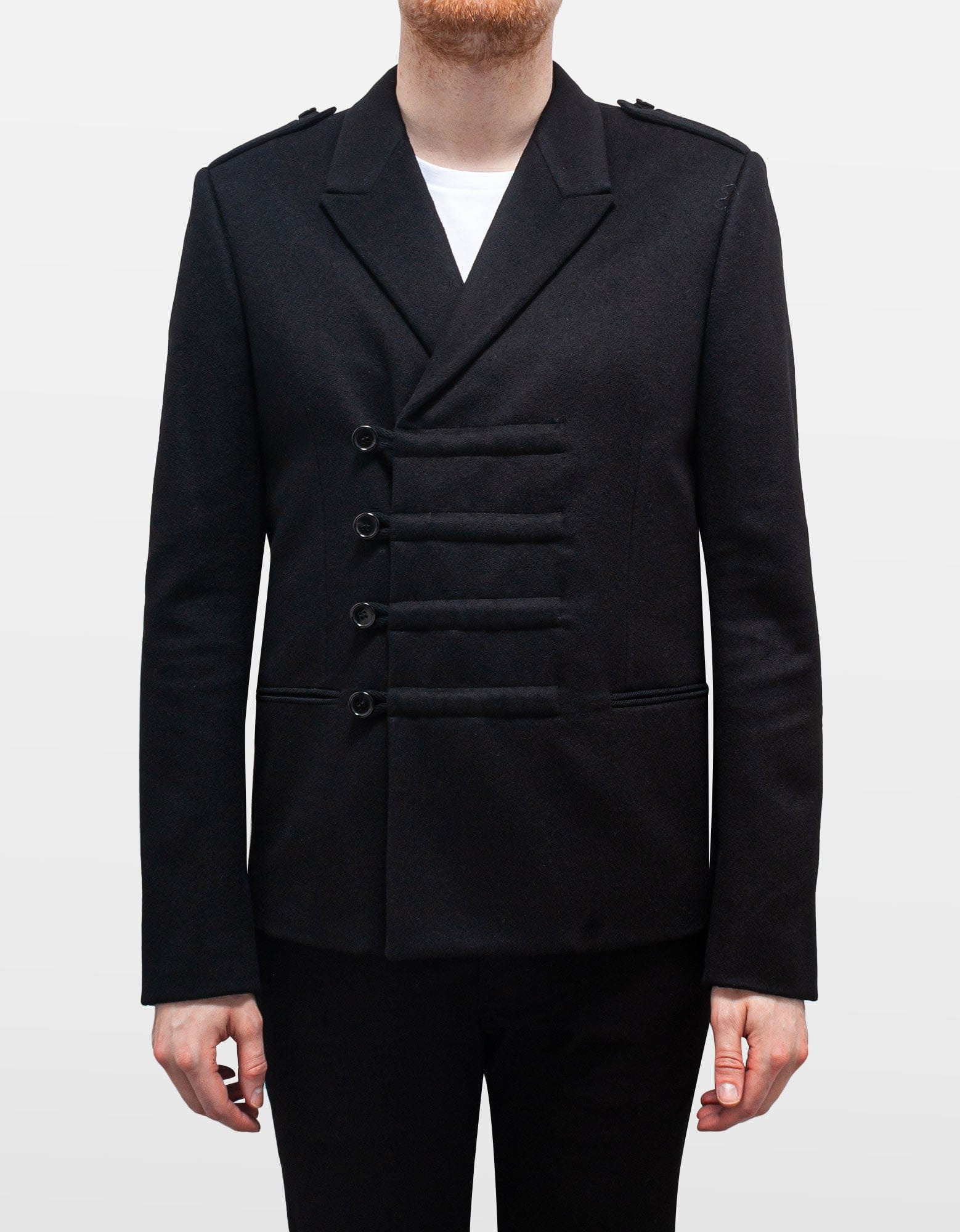 Saint Laurent Black Military Double-Breasted Wool Jacket - 3