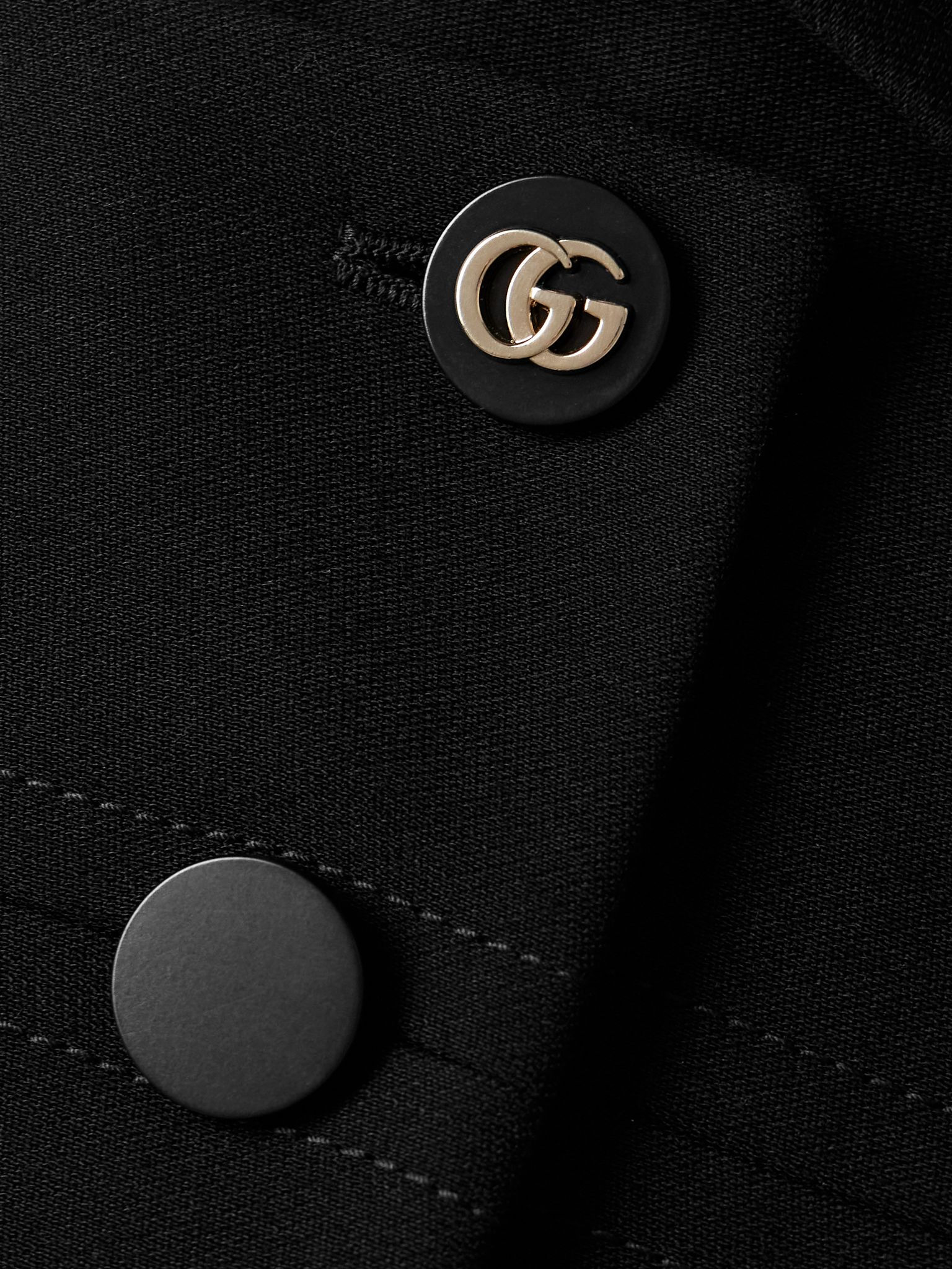 Double-breasted wool-crepe coat Black - 5