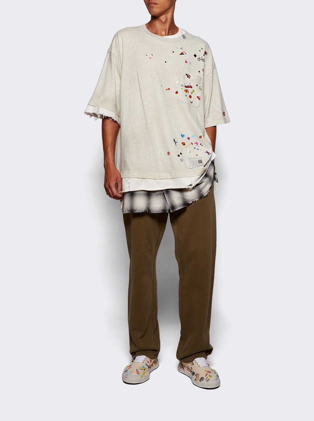 ミルク Mao SAINT Mxxxxxx × A BATHING APE® SS TEE / HAND PRINT (WHITE+