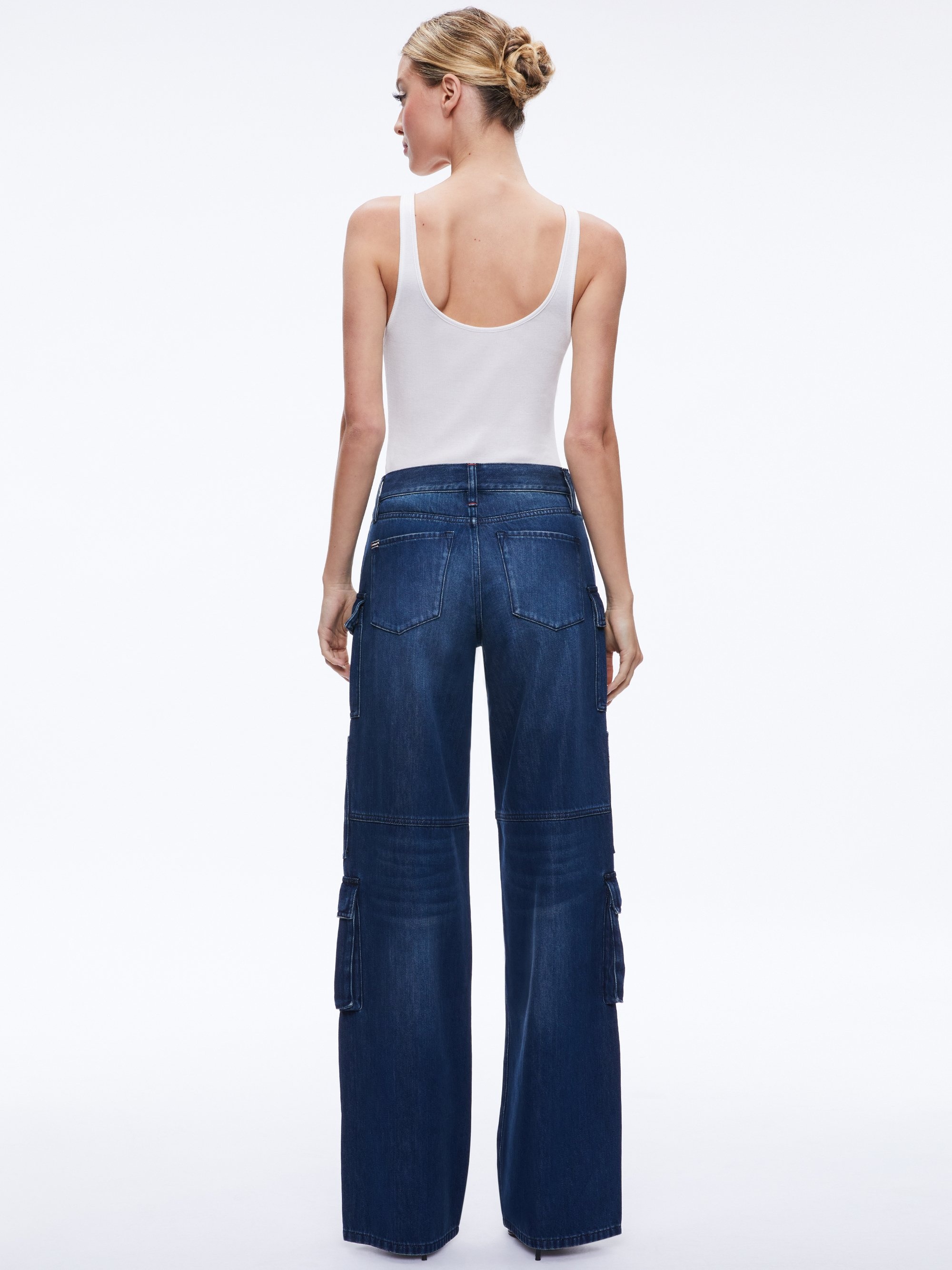 Alice + Olivia Cay Baggy Denim Cargo Pants