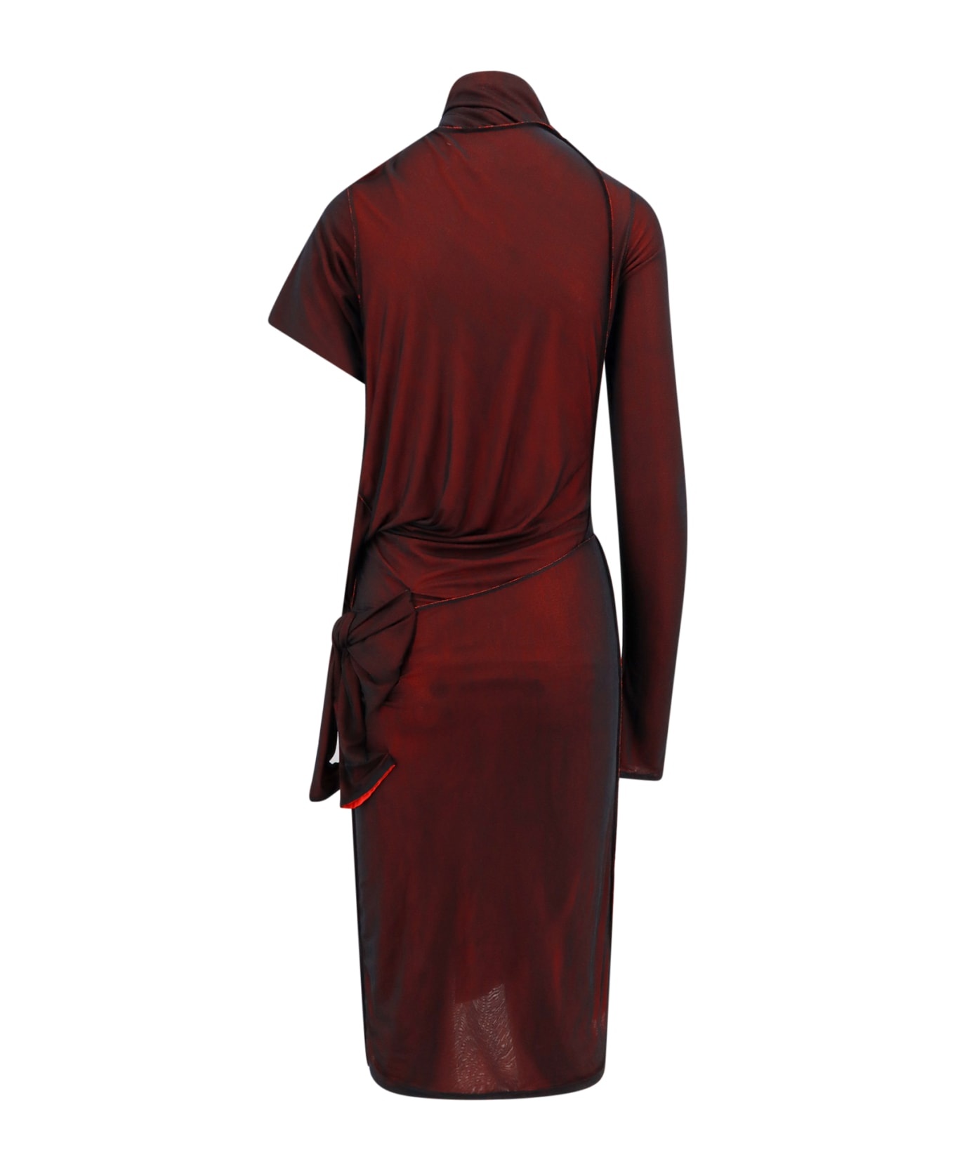 Viscose Dress With Asymmetric Sleeves - 2