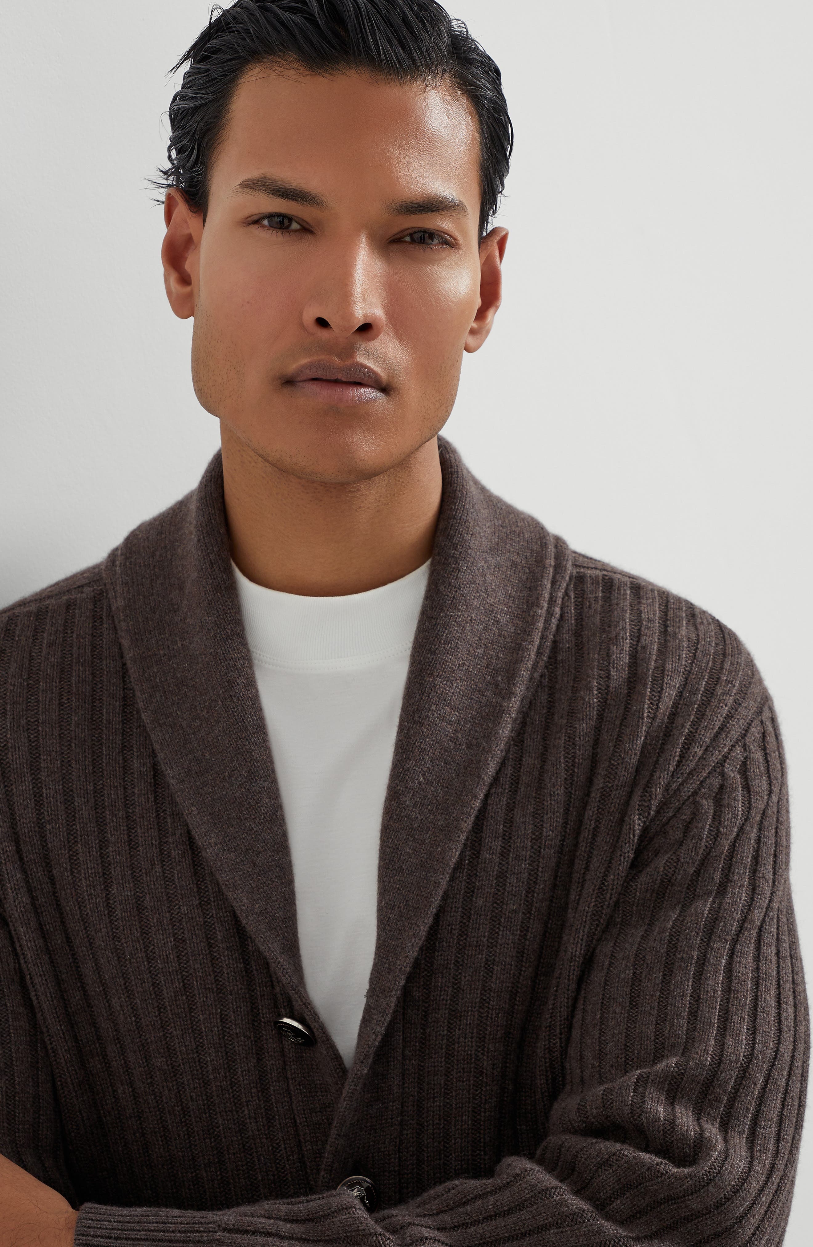 Brunello Cucinelli Cardigan with metal buttons in Brown at Nordstrom - 4