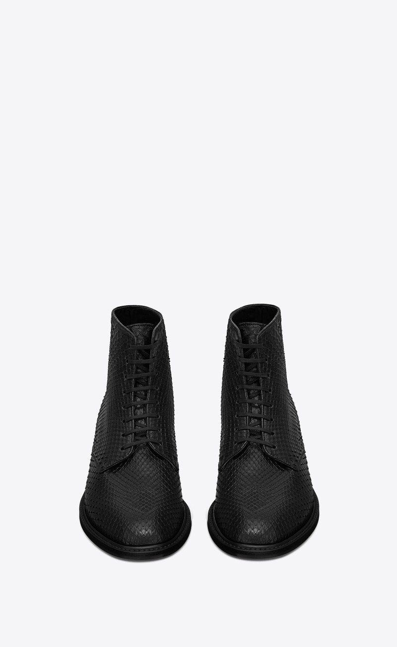 SAINT LAURENT army laced boots in python outlook