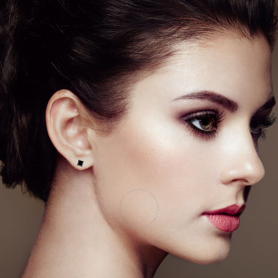 Haus Of Brilliance - Haus of Brilliance .925 Sterling Silver 1 cttw Black Diamond Screw-Back 4-Prong Classic Stud Earring - 6