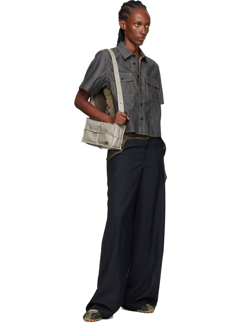 sacai Indigo & Khaki Paneled Denim Shirt outlook