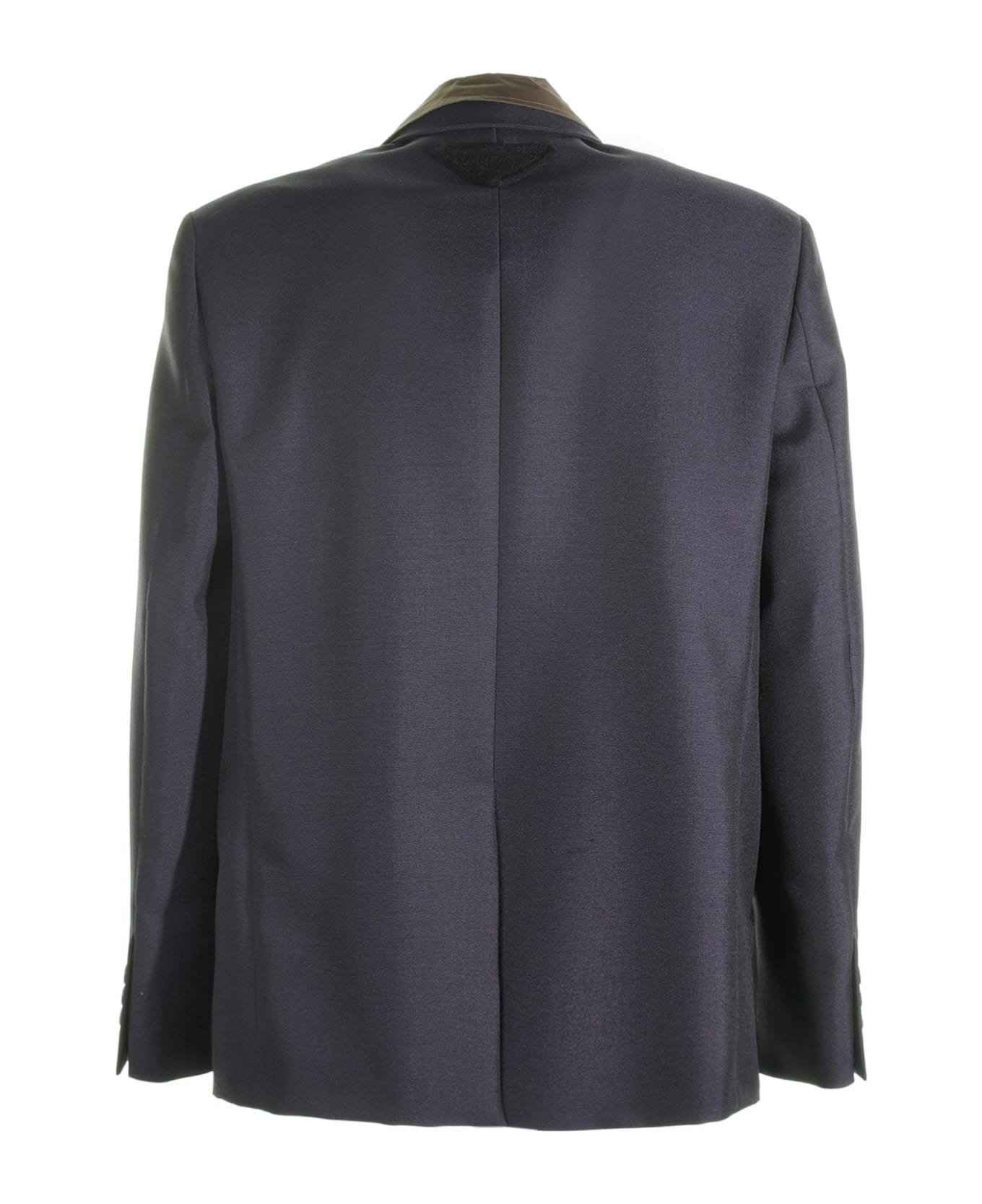 Prada Single-breasted Jacket In Blue Mohair Wool | REVERSIBLE