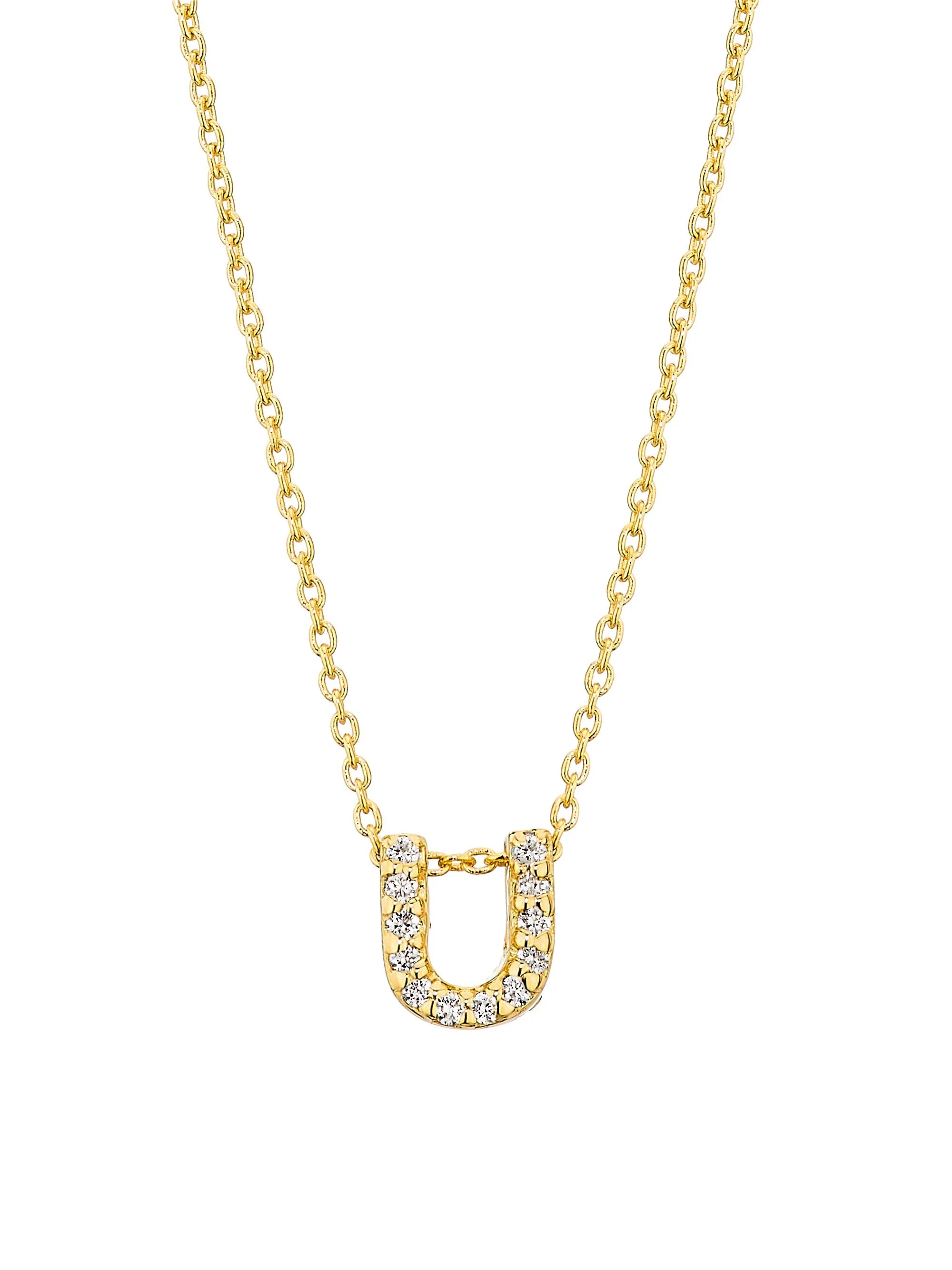 Women's Tiny Treasures Diamond & 18K Yellow Gold Initial Necklace - Initial U - 1