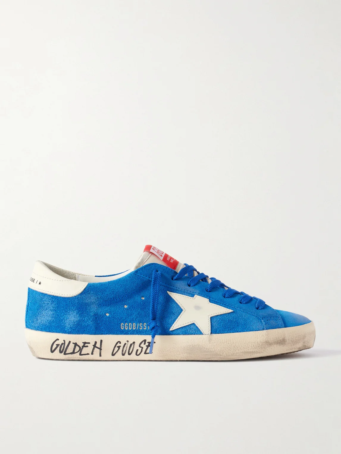 Super-Star Distressed Leather-Trimmed Suede Sneakers - 1