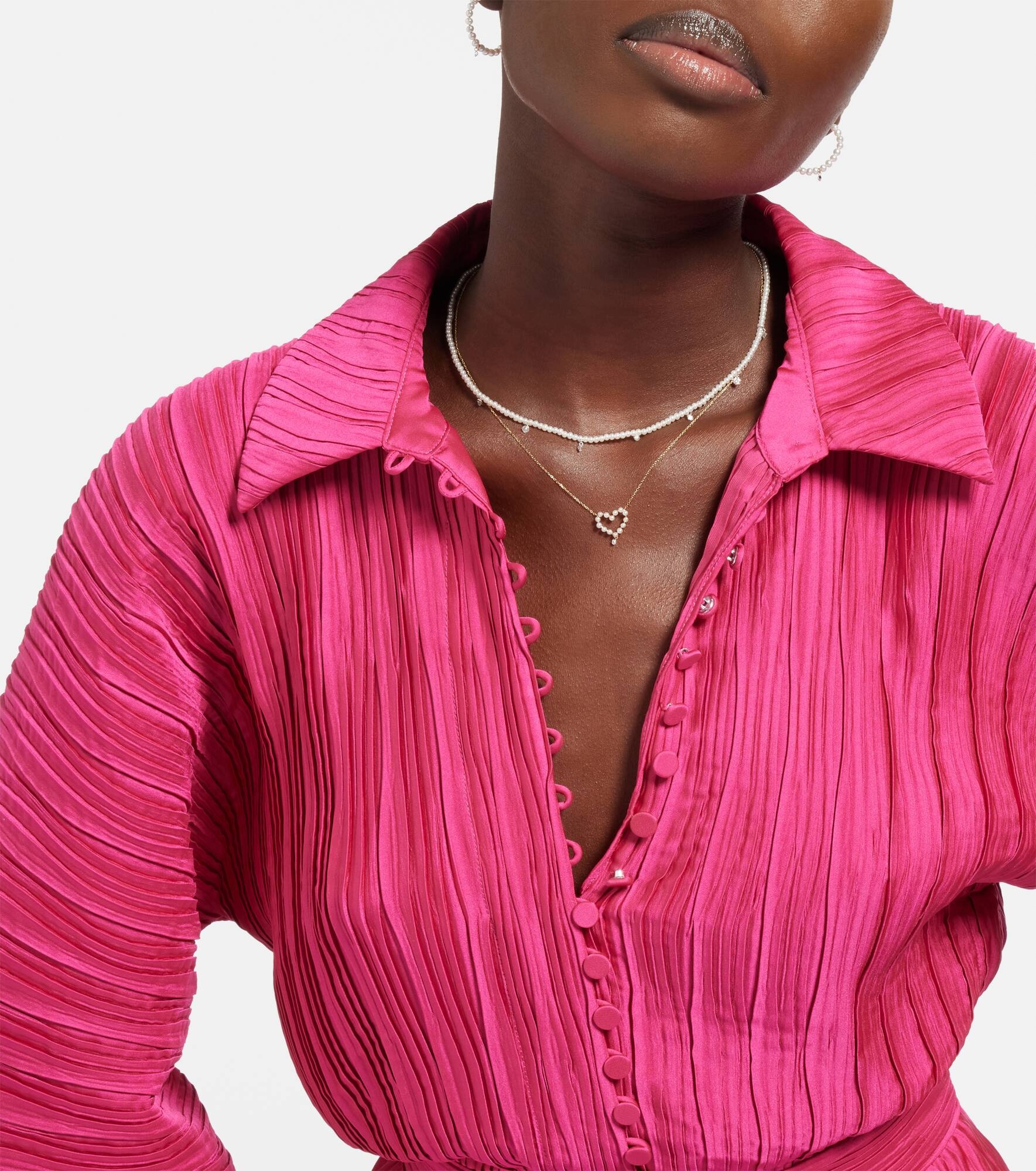 18kt white gold necklace with diamonds and pearls - 5
