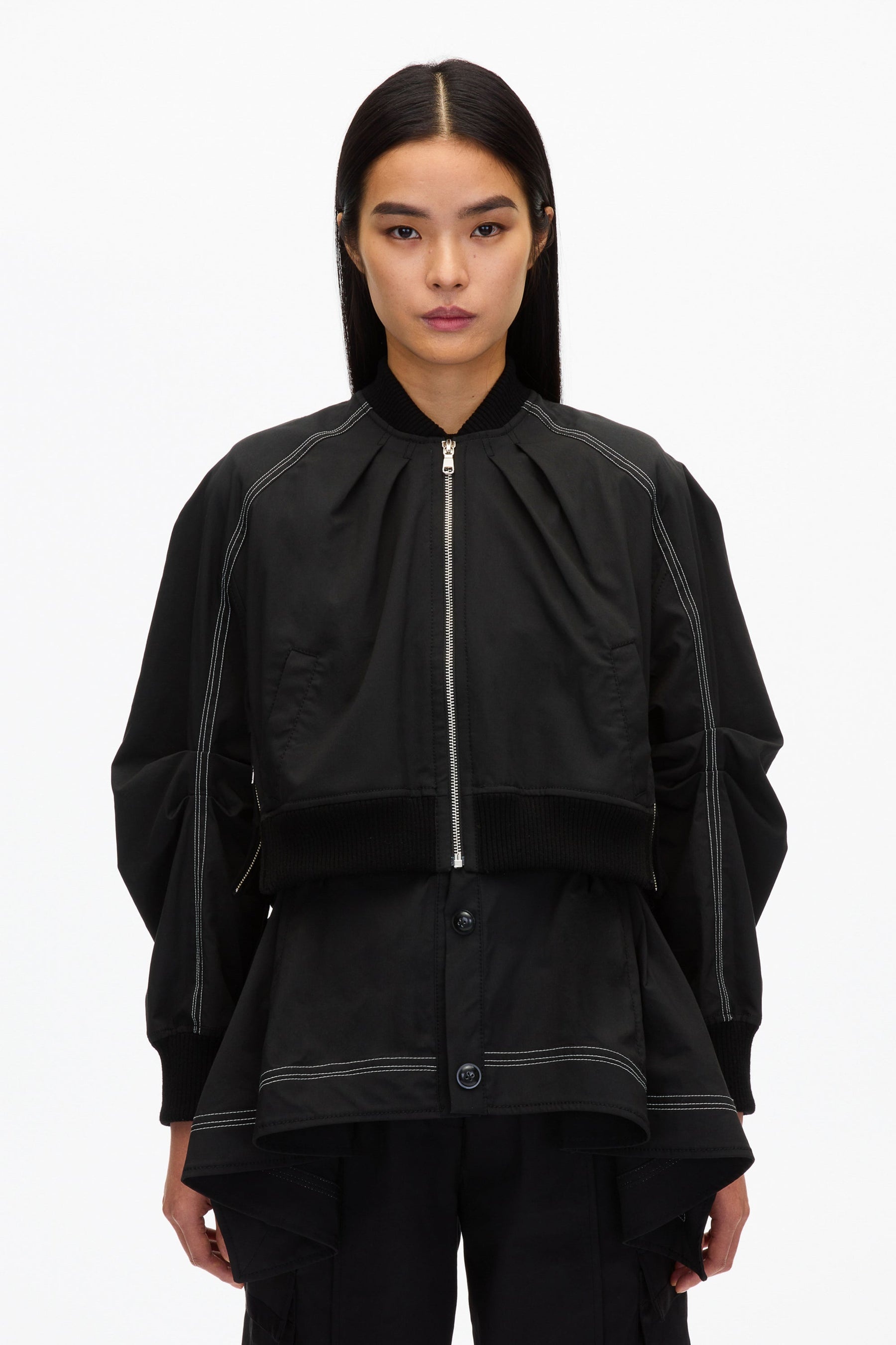 Layered Flounce Bomber Jacket - 2