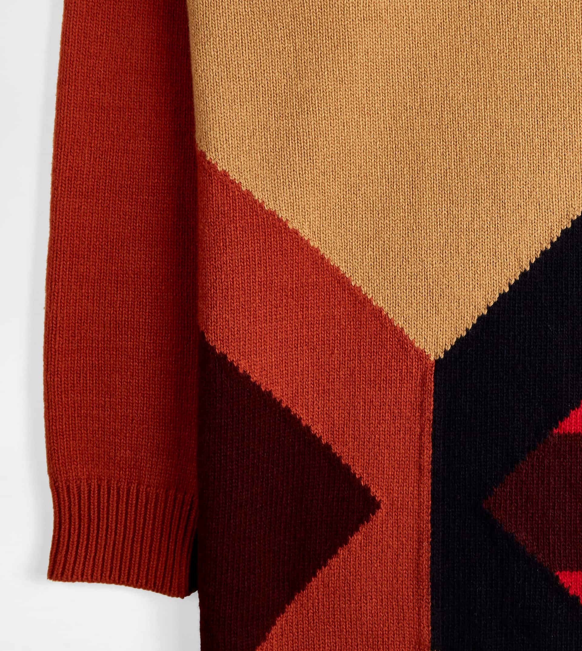 ROUND-NECK PULLOVER IN WOOL - RED, GREY - 6