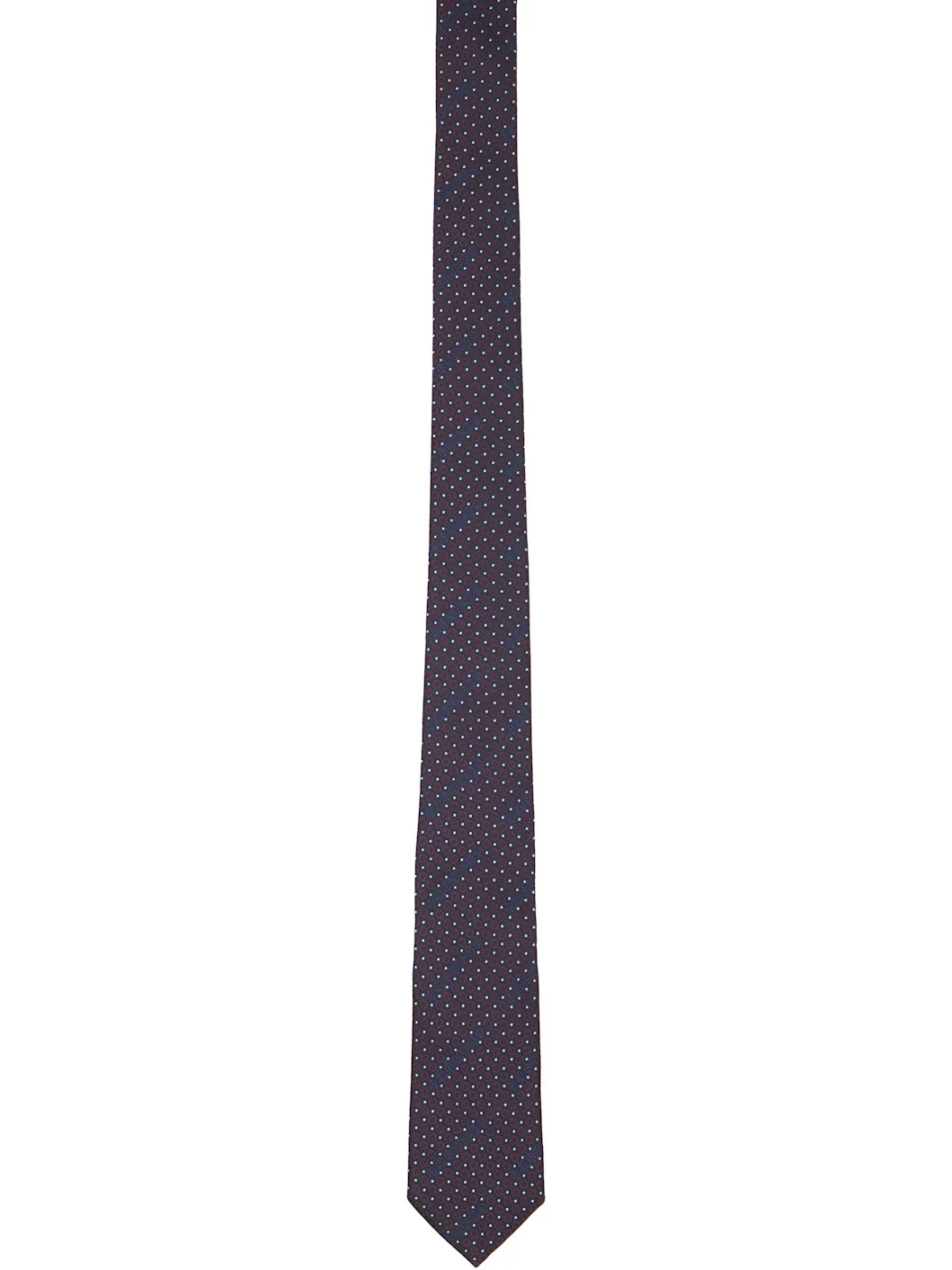 Burgundy & Navy Dots Jacquard Tie - 1