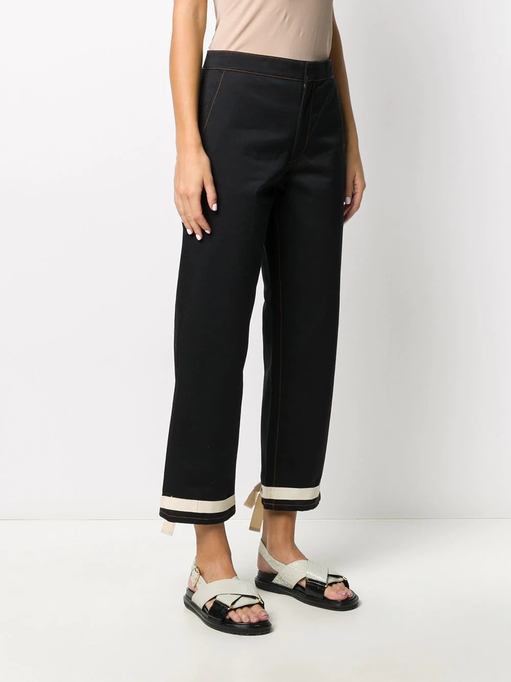 tie fastening detail cropped jeans - 3