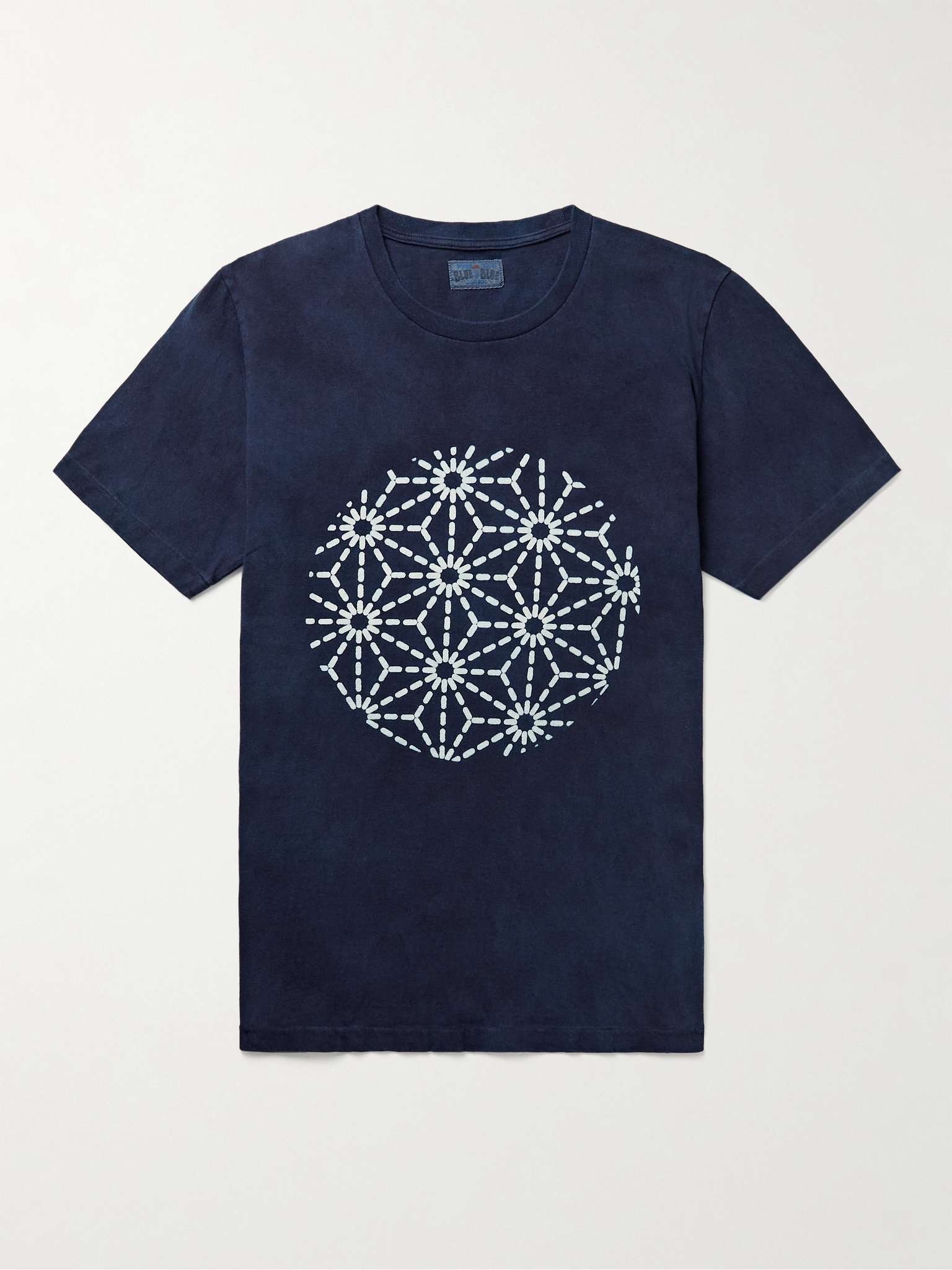 Indigo-Dyed Printed Cotton-Jersey T-Shirt - 1