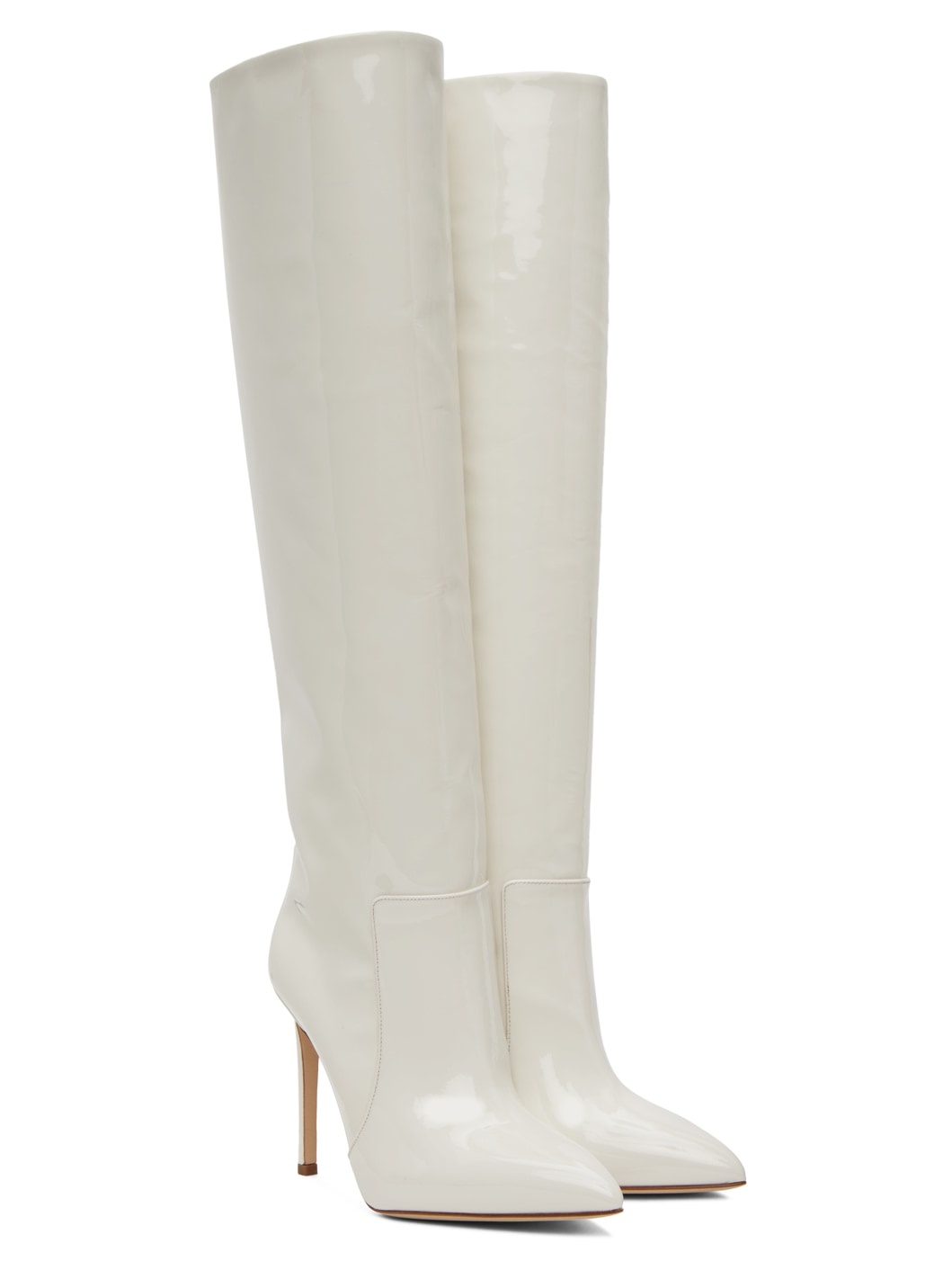 White Pointed Tall Boots - 4