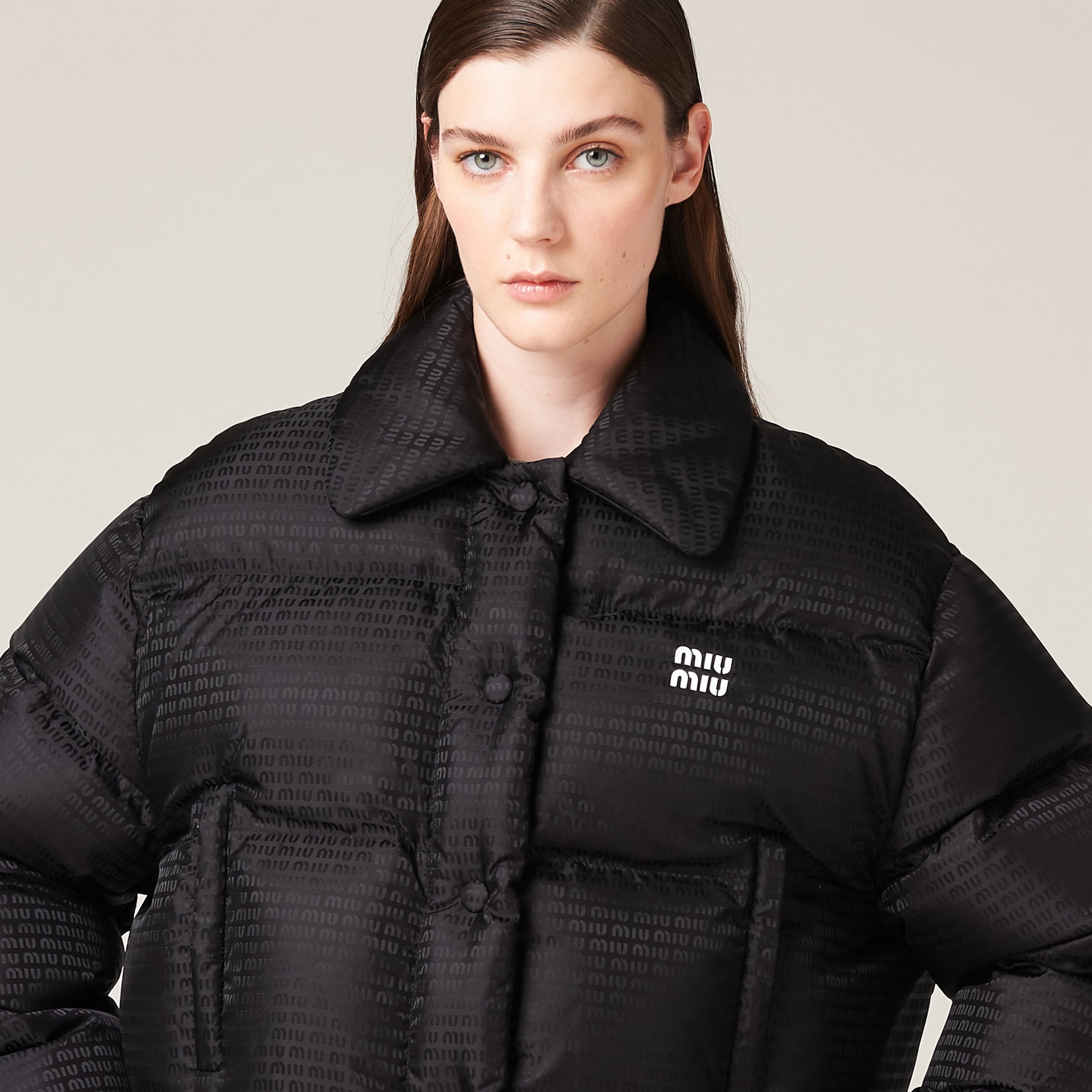 Miu Miu Cropped nylon down jacket | REVERSIBLE