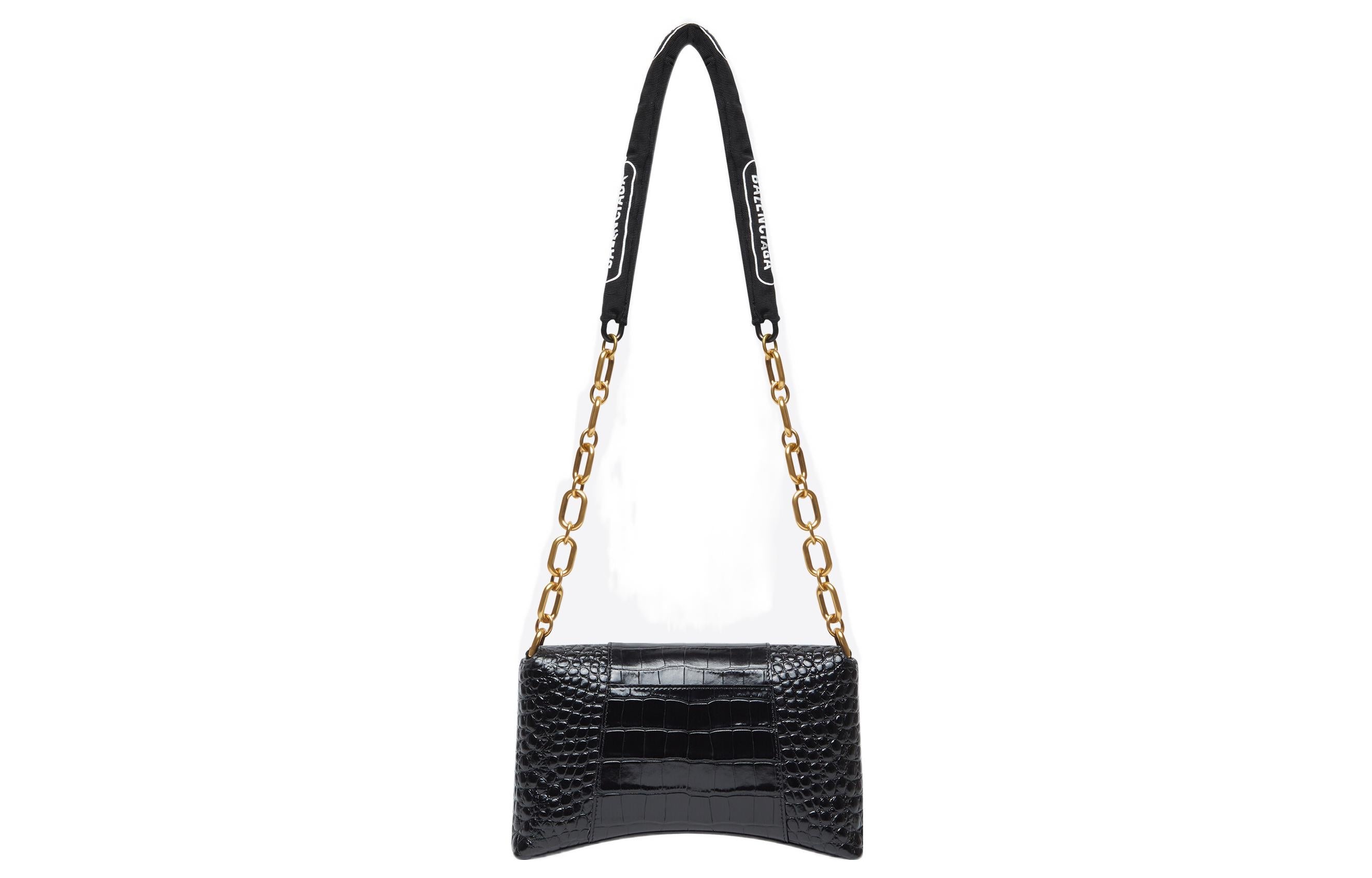 (WMNS) Balenciaga Downtown Xs Shoulder Bag Crocodile Embossed 'Black' 6891212106F1090 - 2
