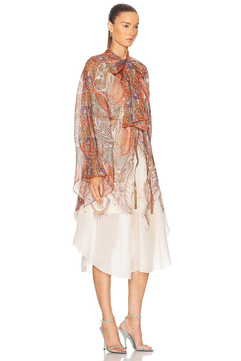 送料込/関税込■ZIMMERMANN■Rhiannon 刺繍コットンミディドレス Rhiannon Embroidered Dress Ivory Online | Zimmermann