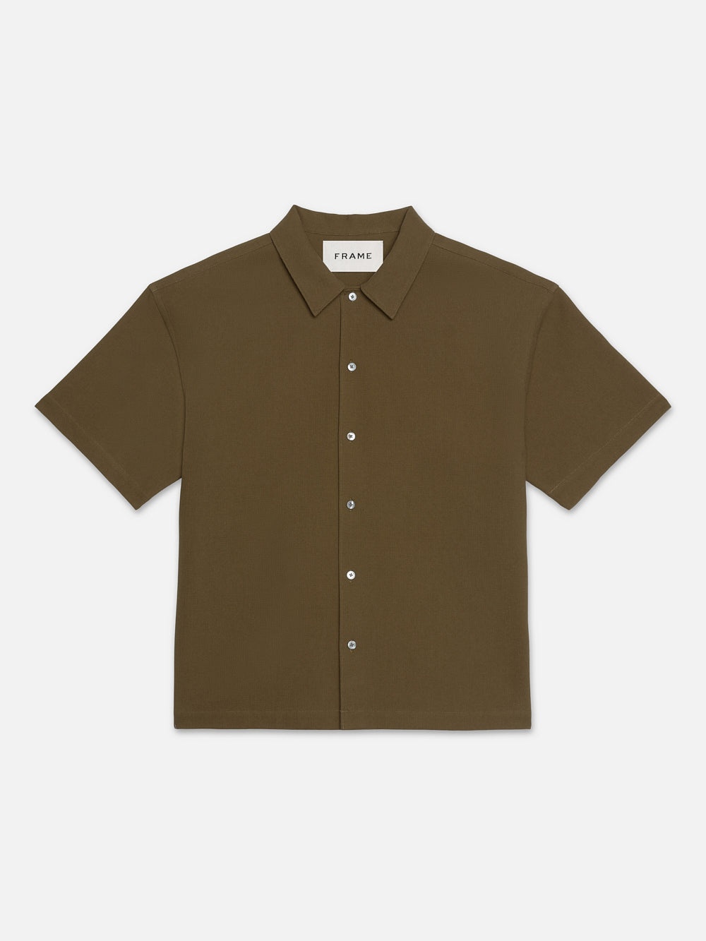 Waffle Textured Short Sleeve Shirt in Dark Beige - 1