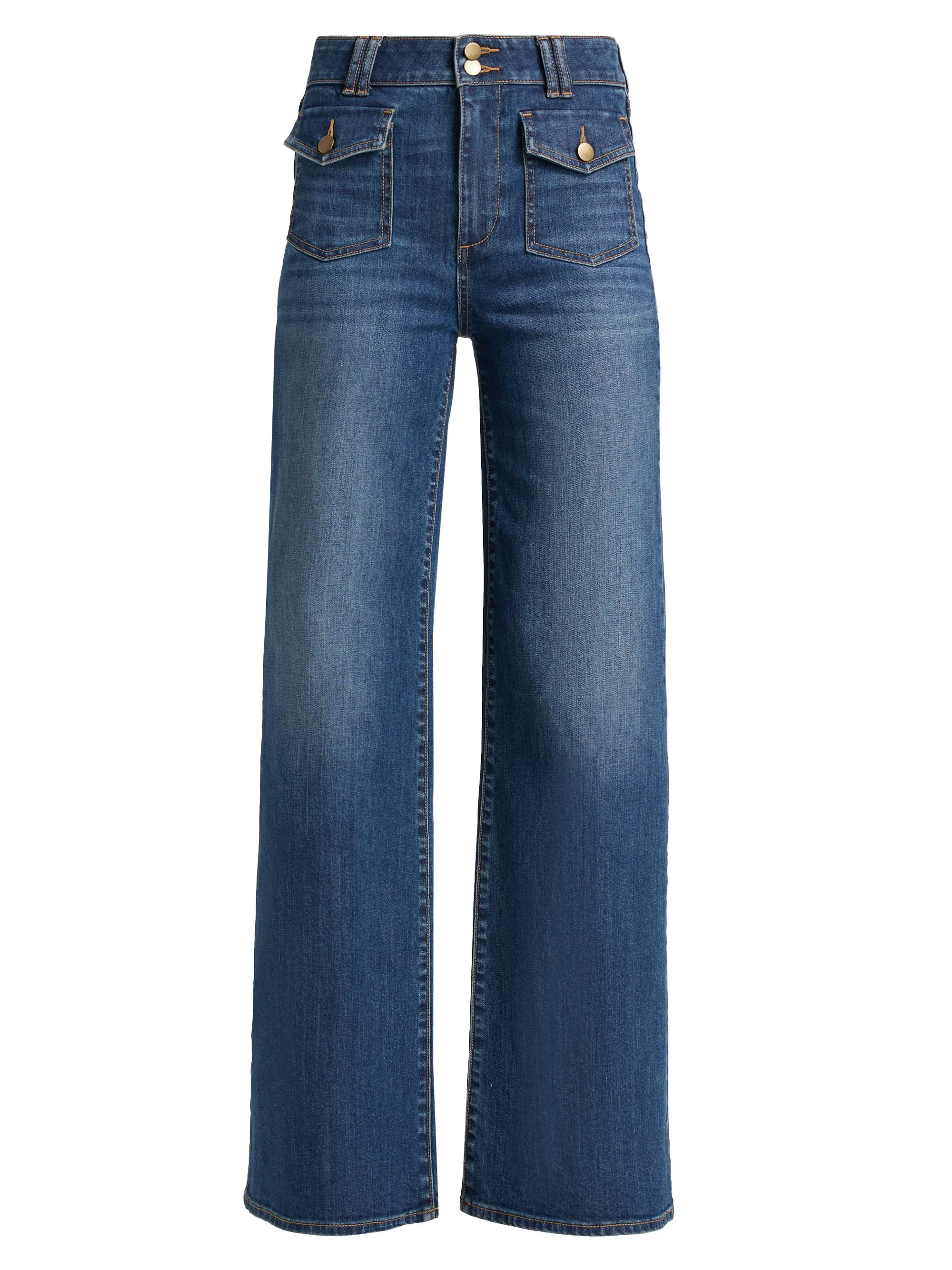 Women's Fay Stretch-Cotton High-Rise Wide-Leg Jeans - Medium Wash - 1