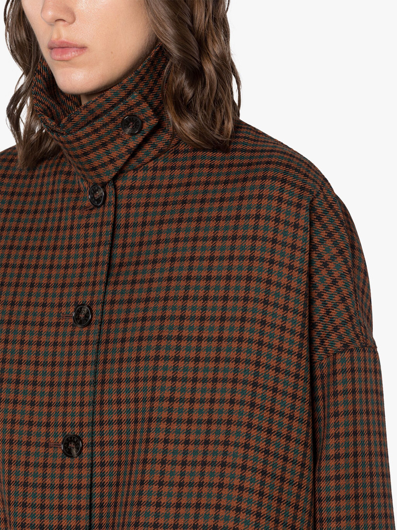 HUMBIE BROWN CHECK WOOL OVERCOAT 5