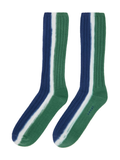 sacai Green & Navy Vertical Dye Socks outlook