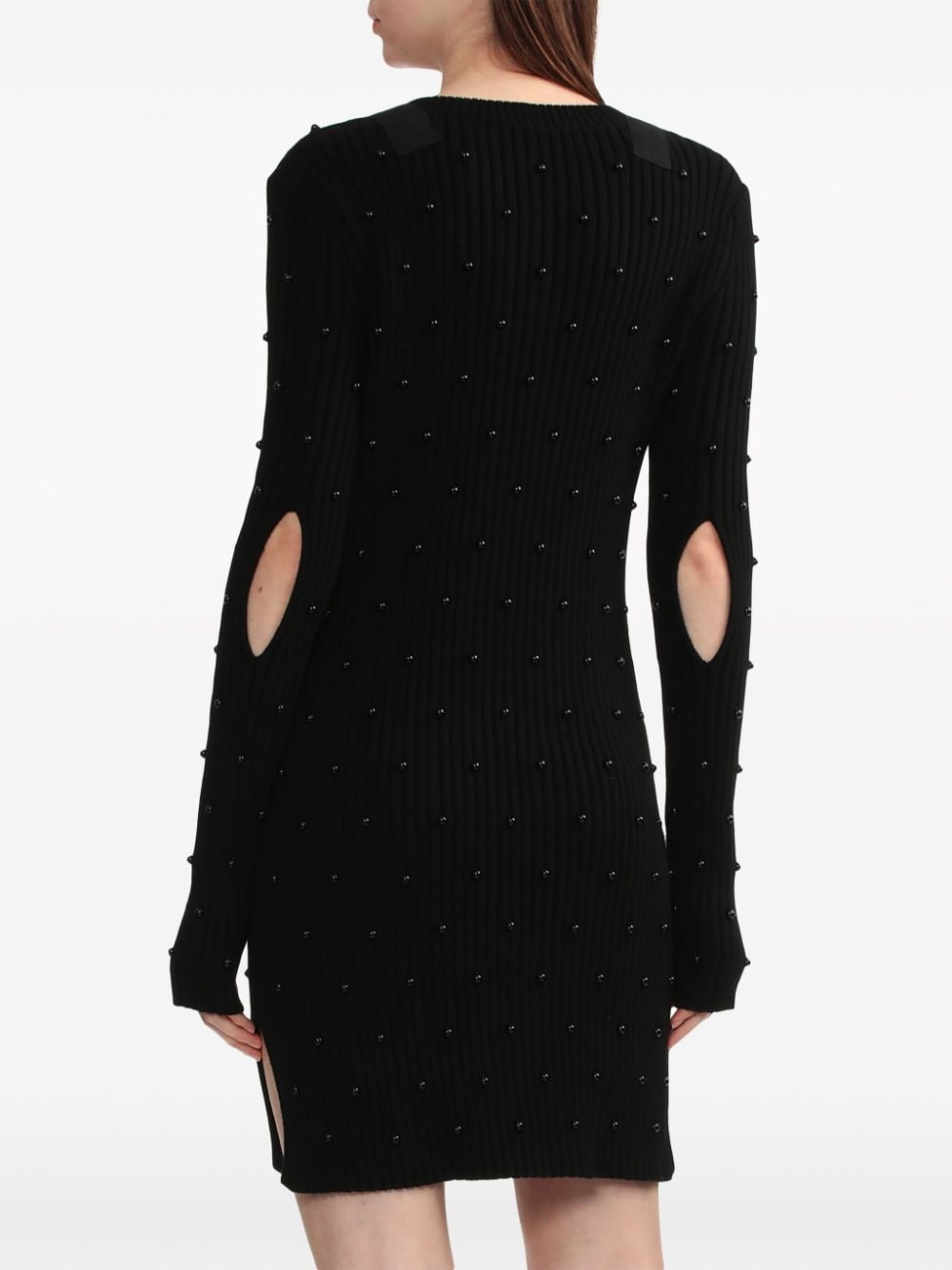 bead-embellished ribbed-knit dress - 4
