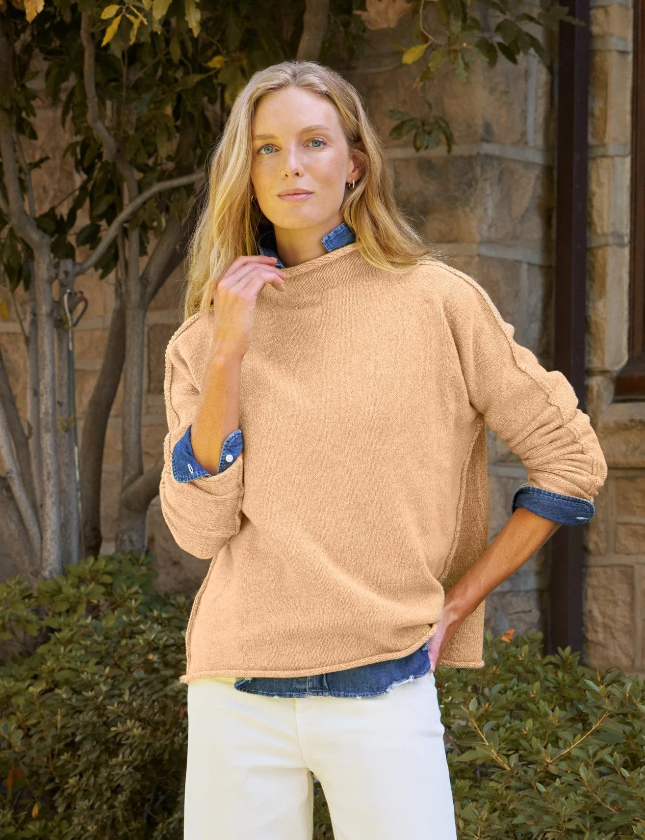 Rolled Funnel Neck Sweater - 1