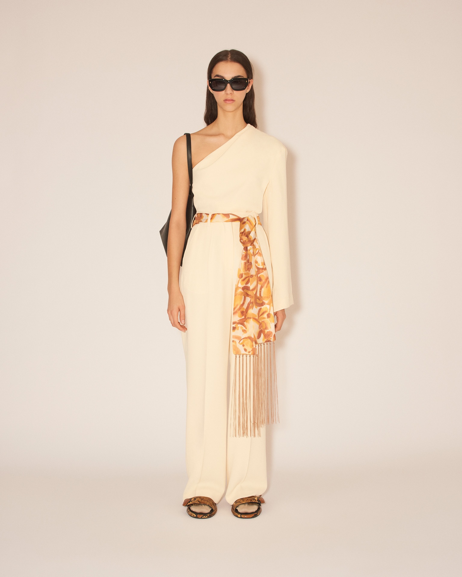 LAURINE - Asymmetric one sleeve top - Vanilla - 3