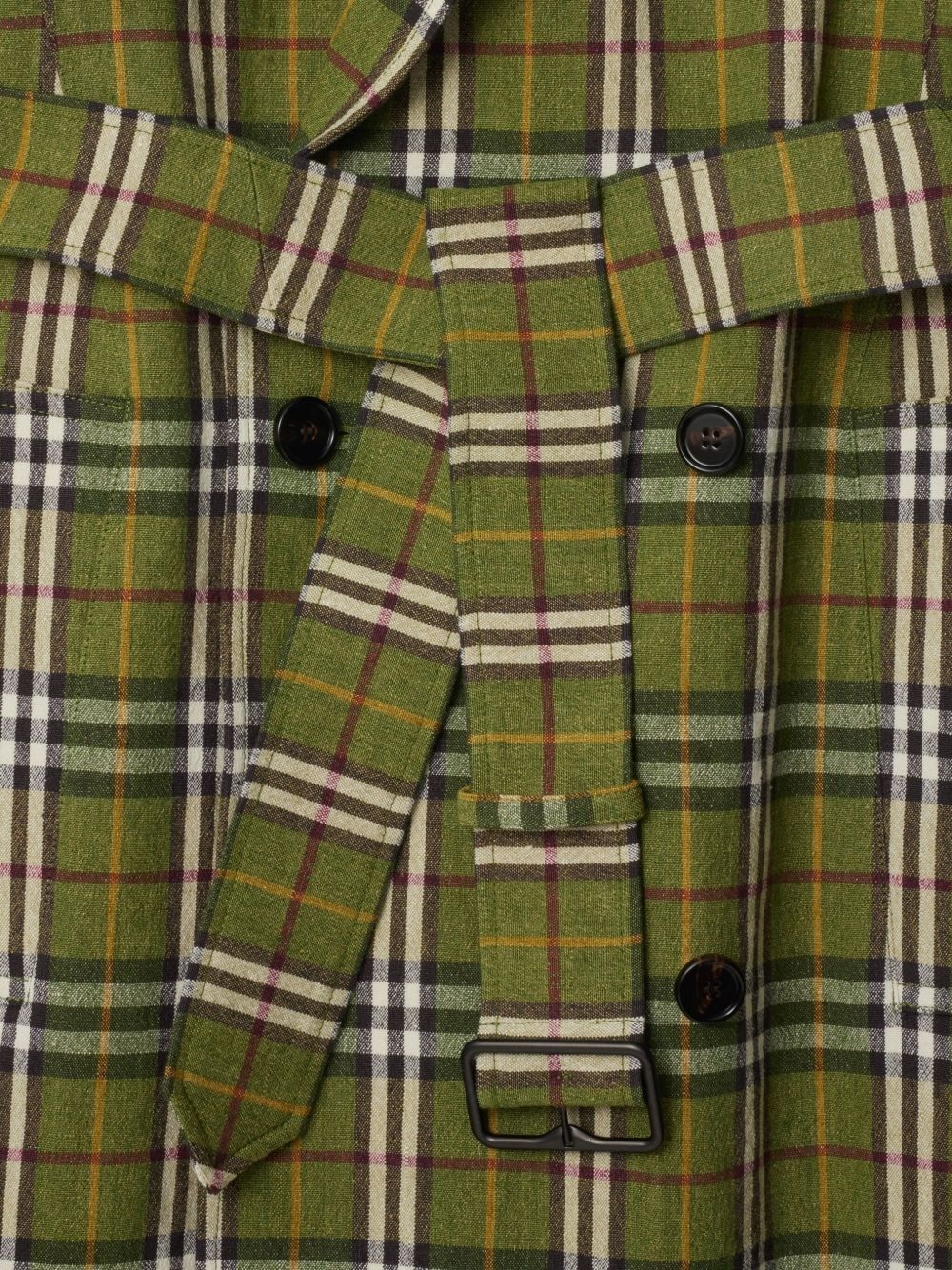 long checked trench coat - 4