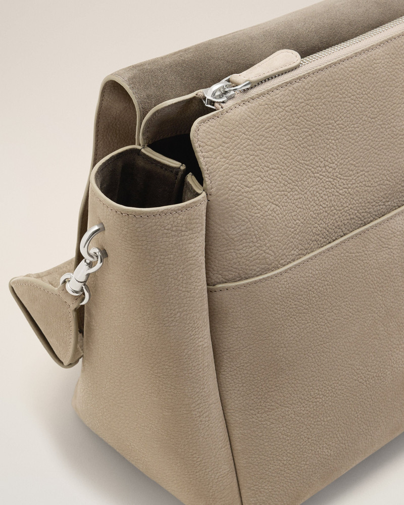 GREY COW LEATHER LARGE FLAP CARROUSEL BAG 6
